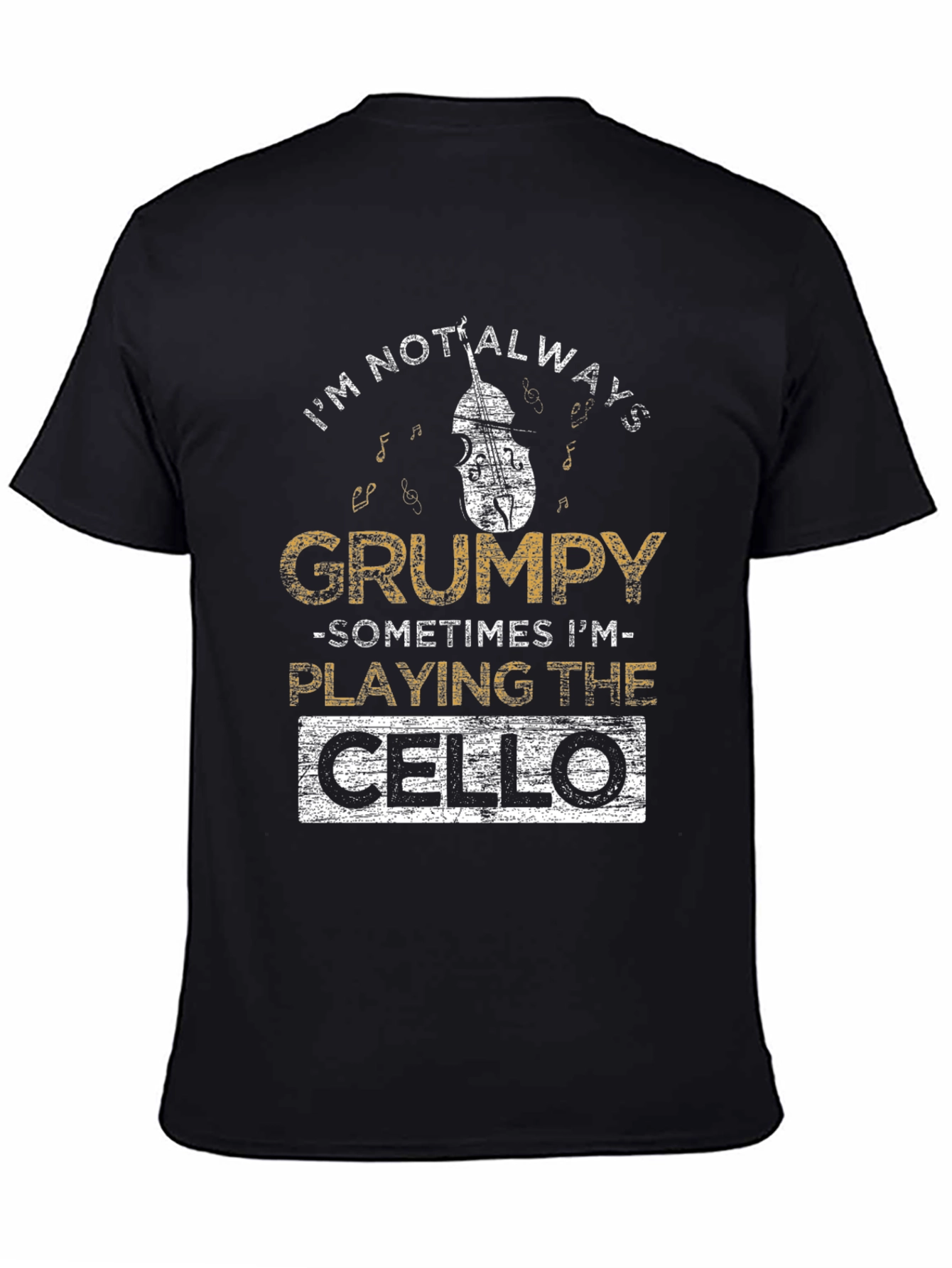 Grumpy Cello Player Black T-Shirt