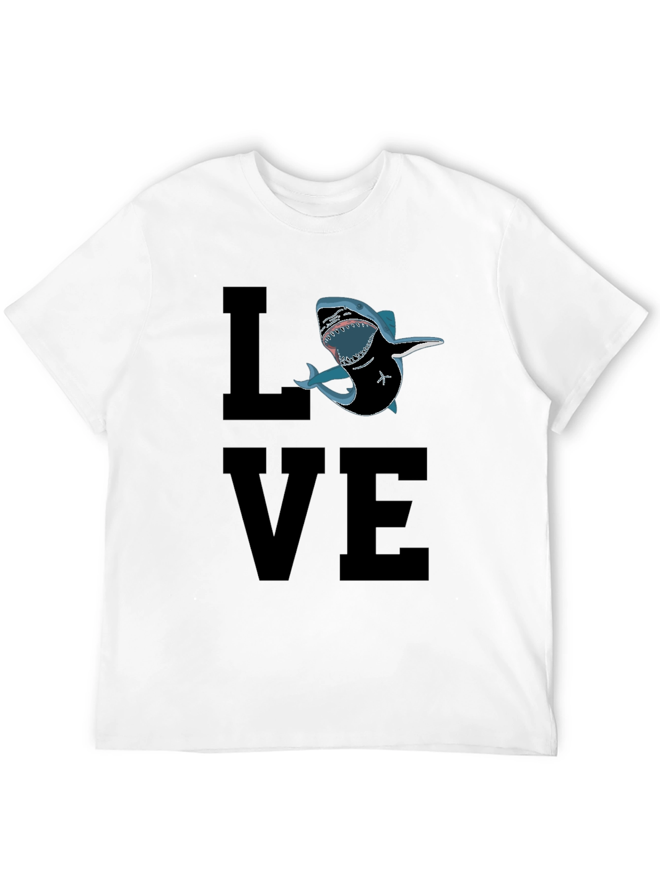 Shark Love Graphic T-Shirt - Black Cotton Tee