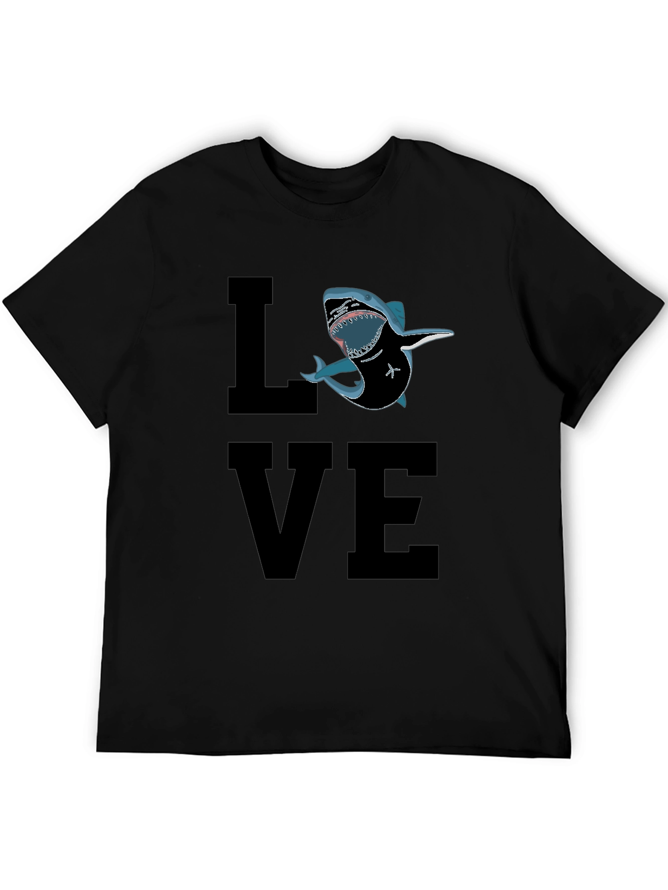 Shark Love Graphic T-Shirt - Black Cotton Tee