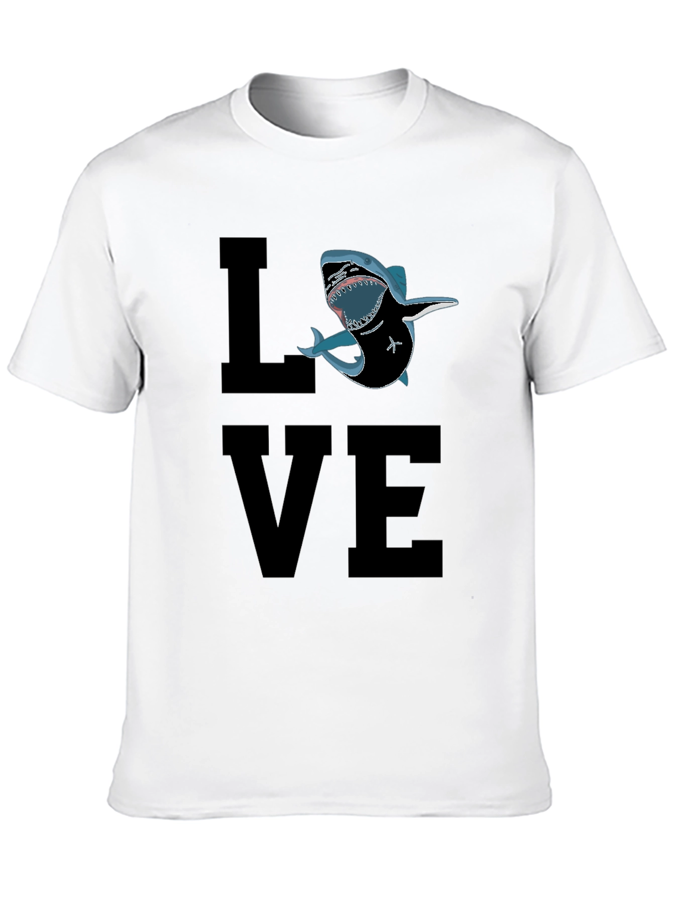 Shark Love Graphic T-Shirt - Black Cotton Tee