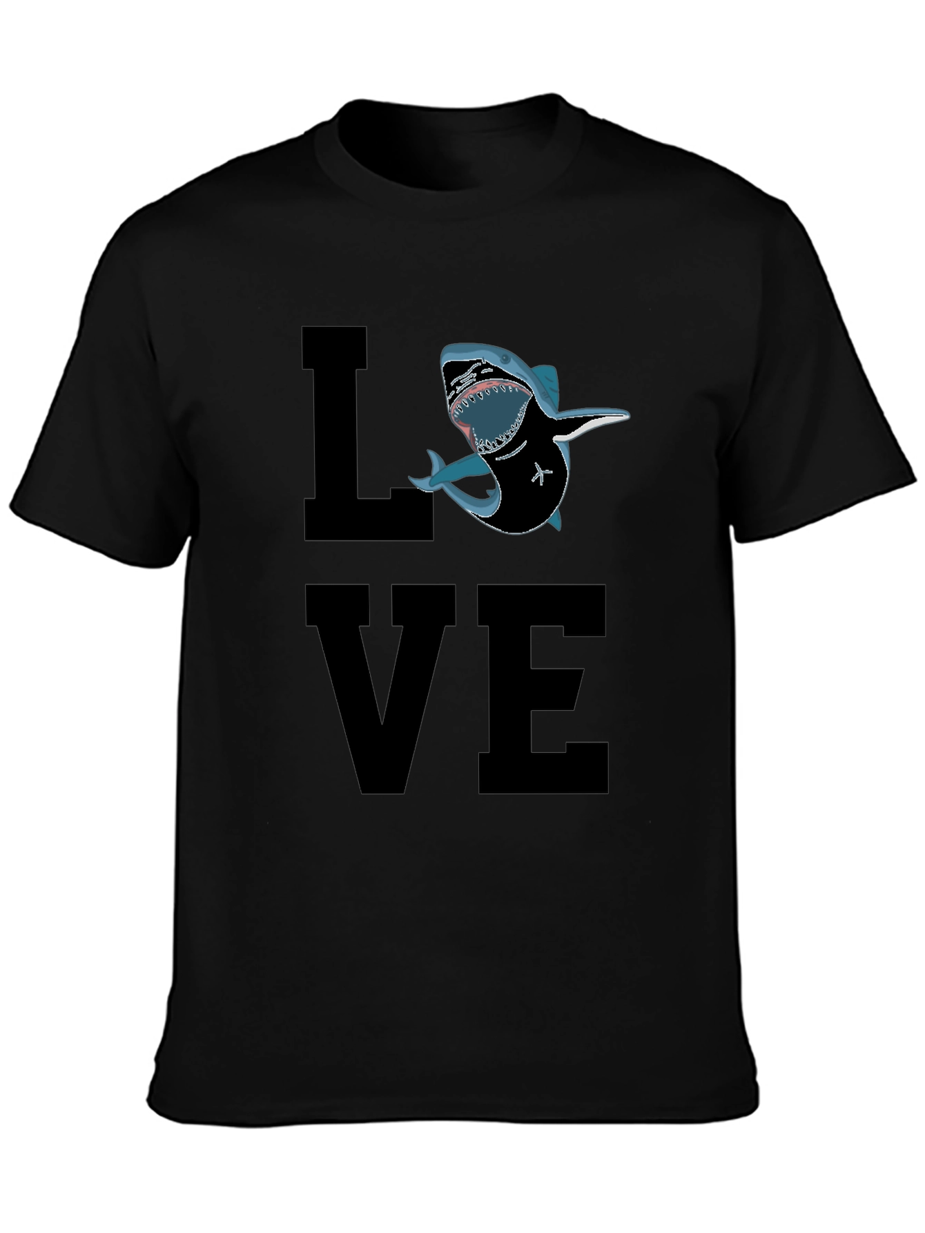 Shark Love Graphic T-Shirt - Black Cotton Tee