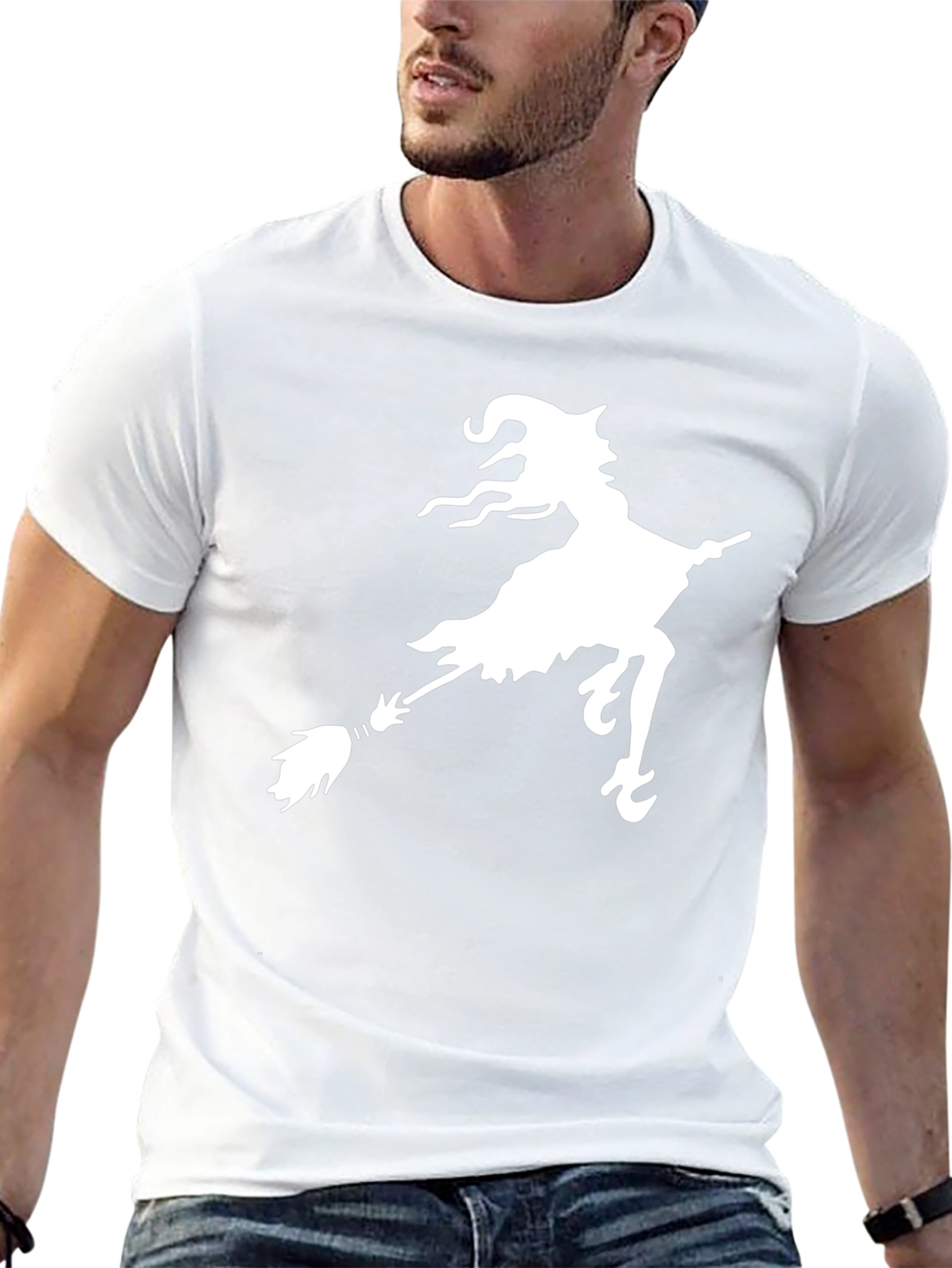 Witch on Broomstick Graphic Black Tee