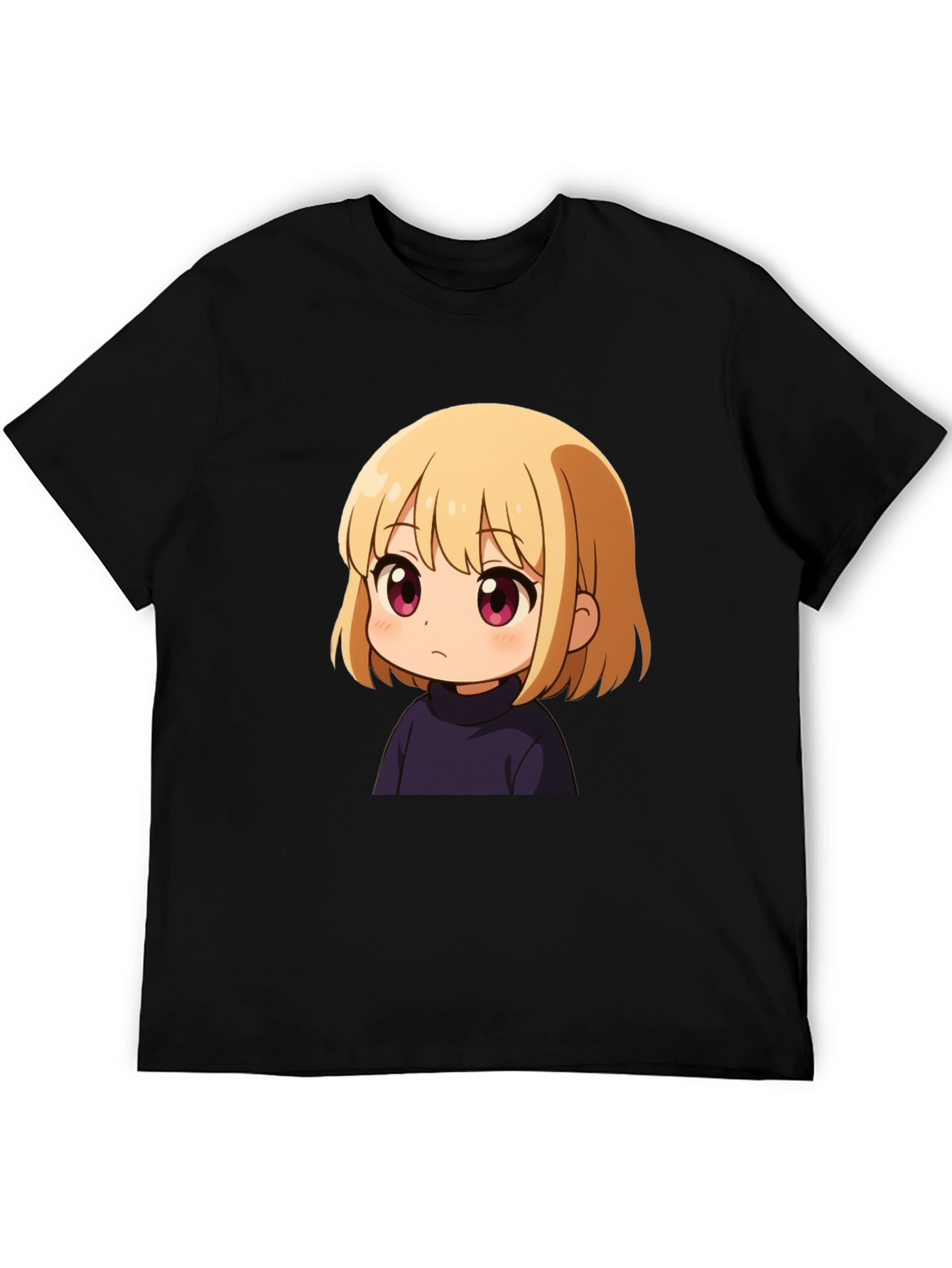 Anime Girl Graphic Print Black T-Shirt