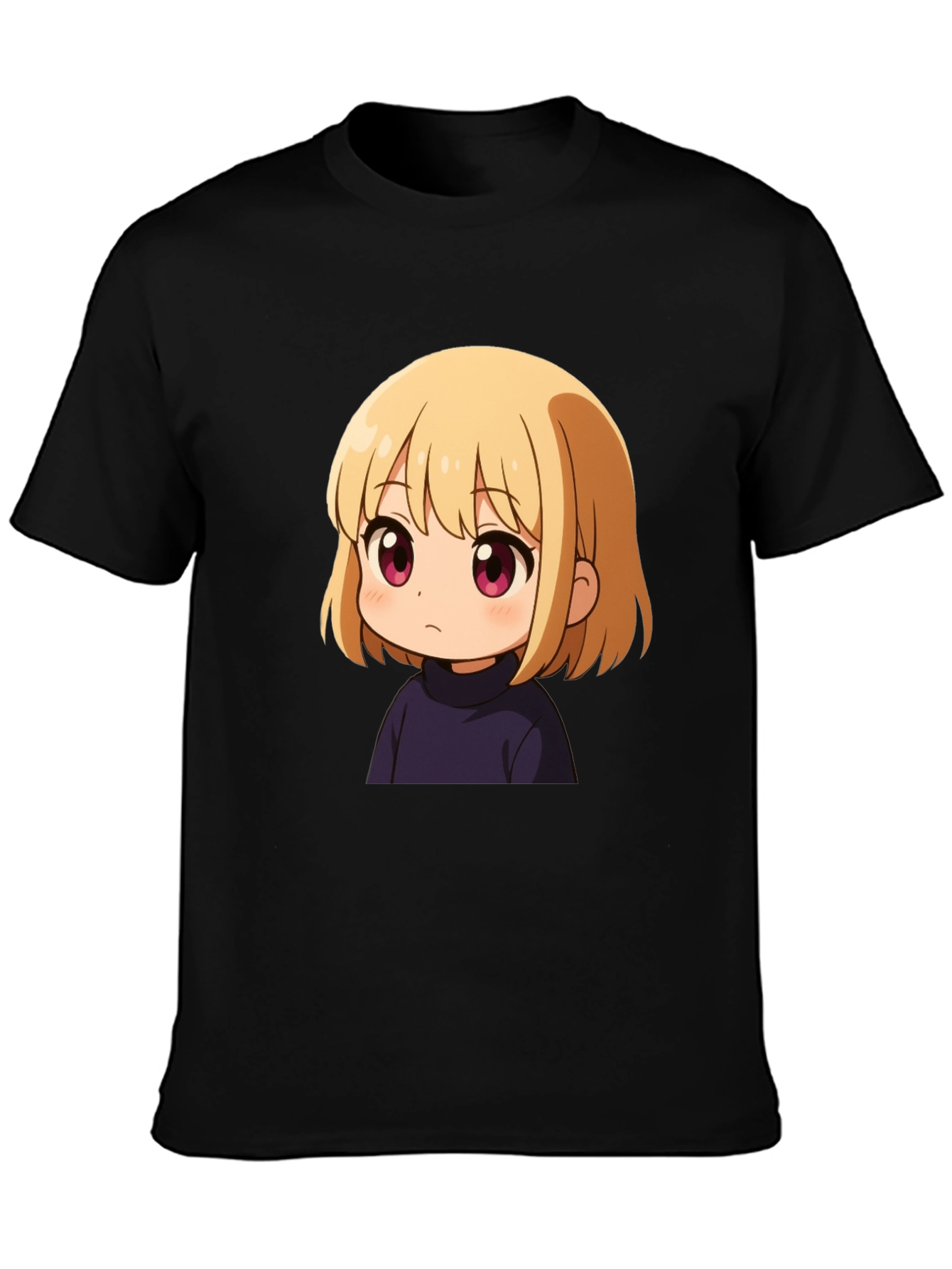 Anime Girl Graphic Print Black T-Shirt