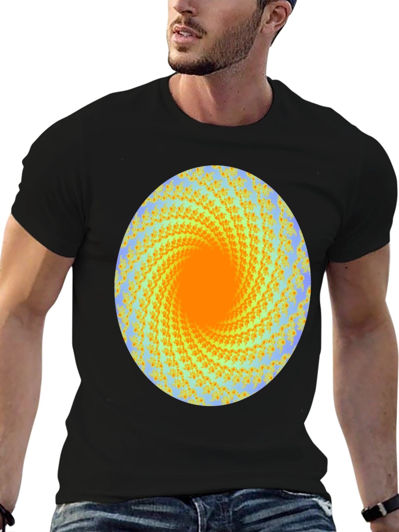 Abstract Swirl Graphic Print Crew Neck T-Shirt