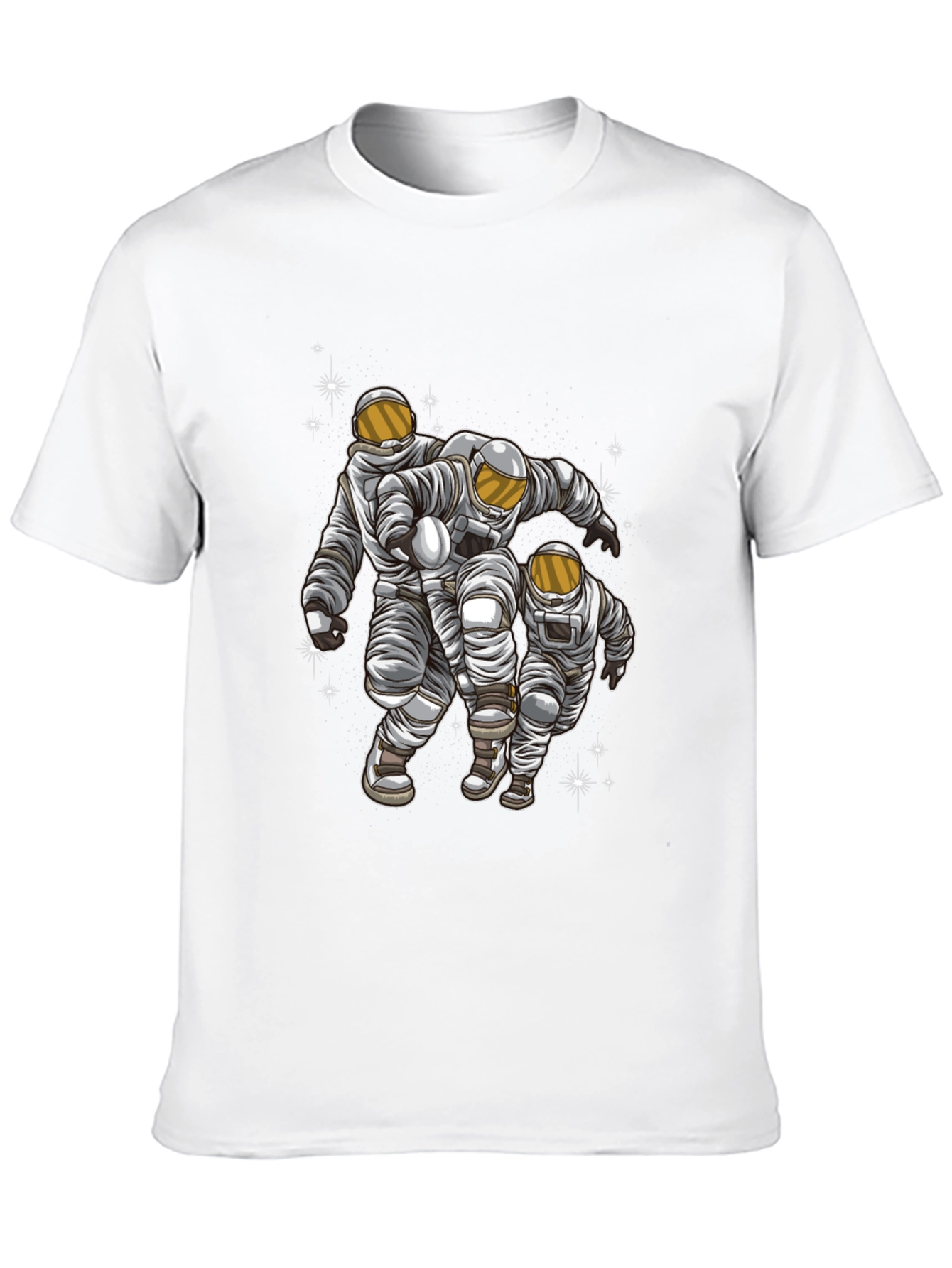 Astronaut Trio Graphic Print Black T-Shirt