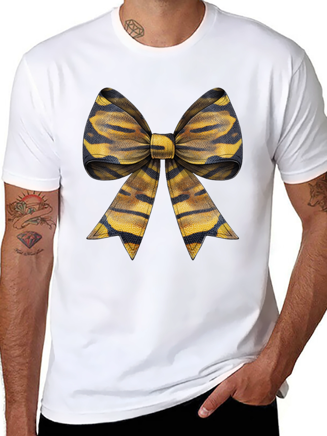 Bow Tie Graphic Tee - Casual Style