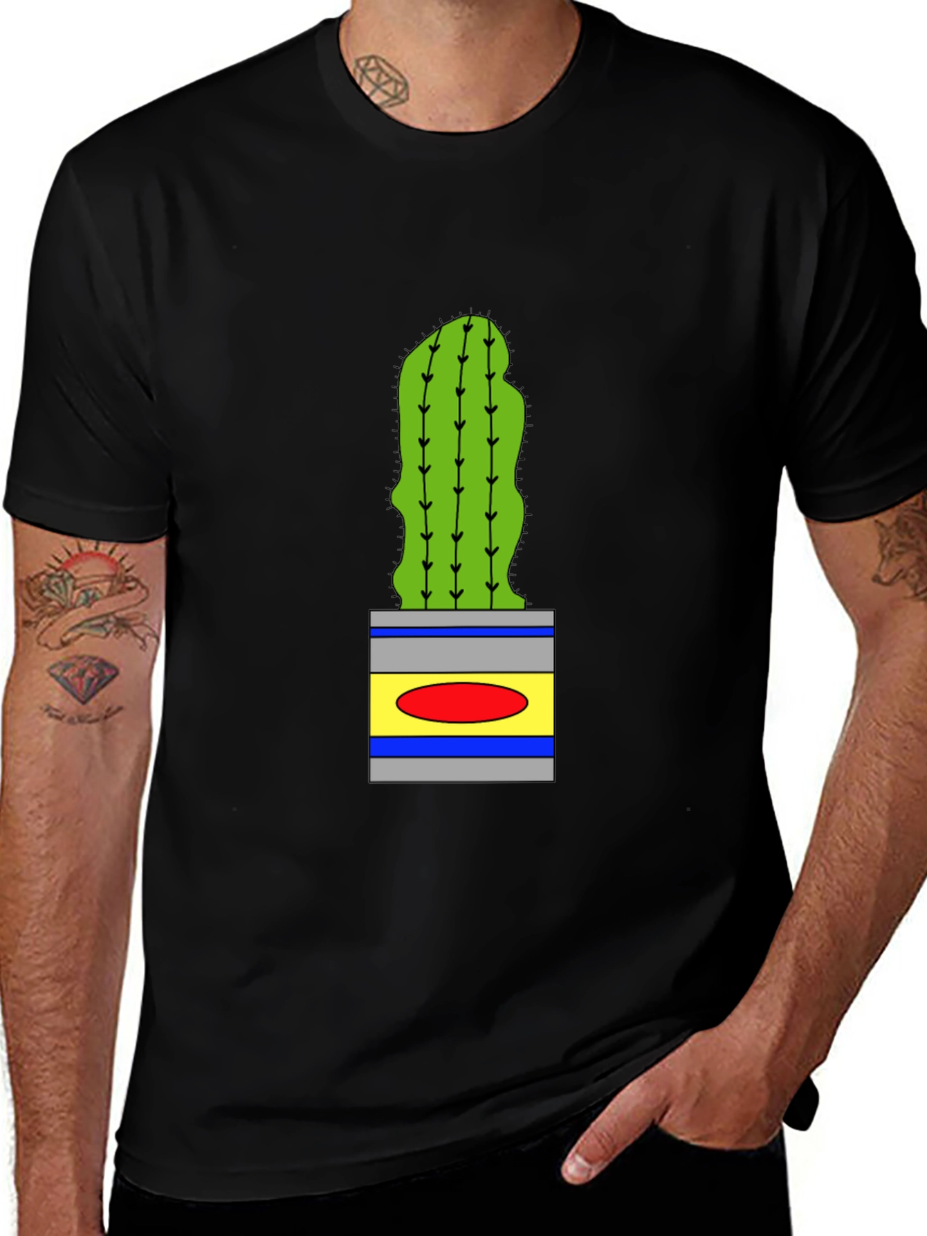 Cactus in Pot Graphic Tee - Black