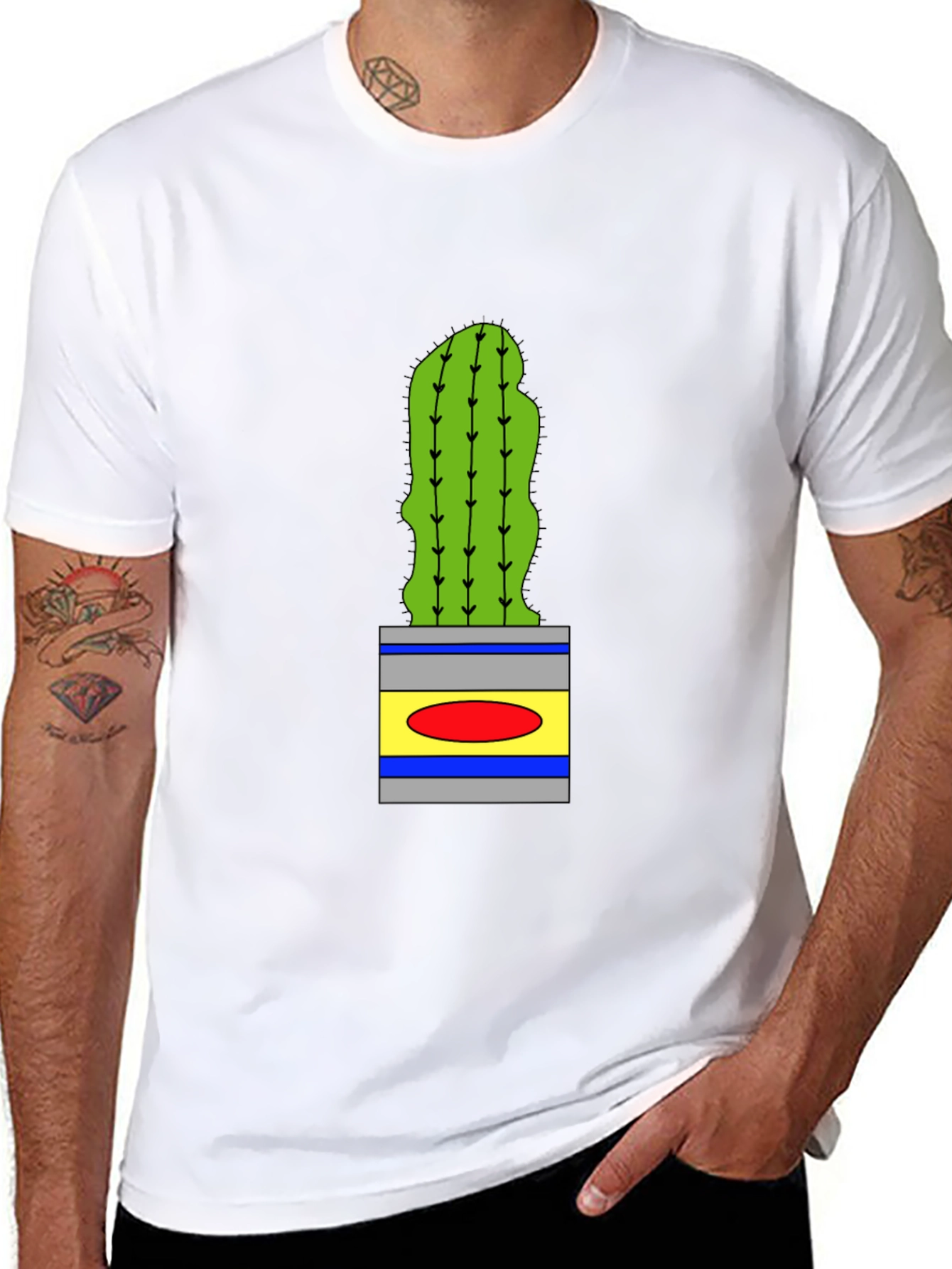 Cactus in Pot Graphic Tee - Black