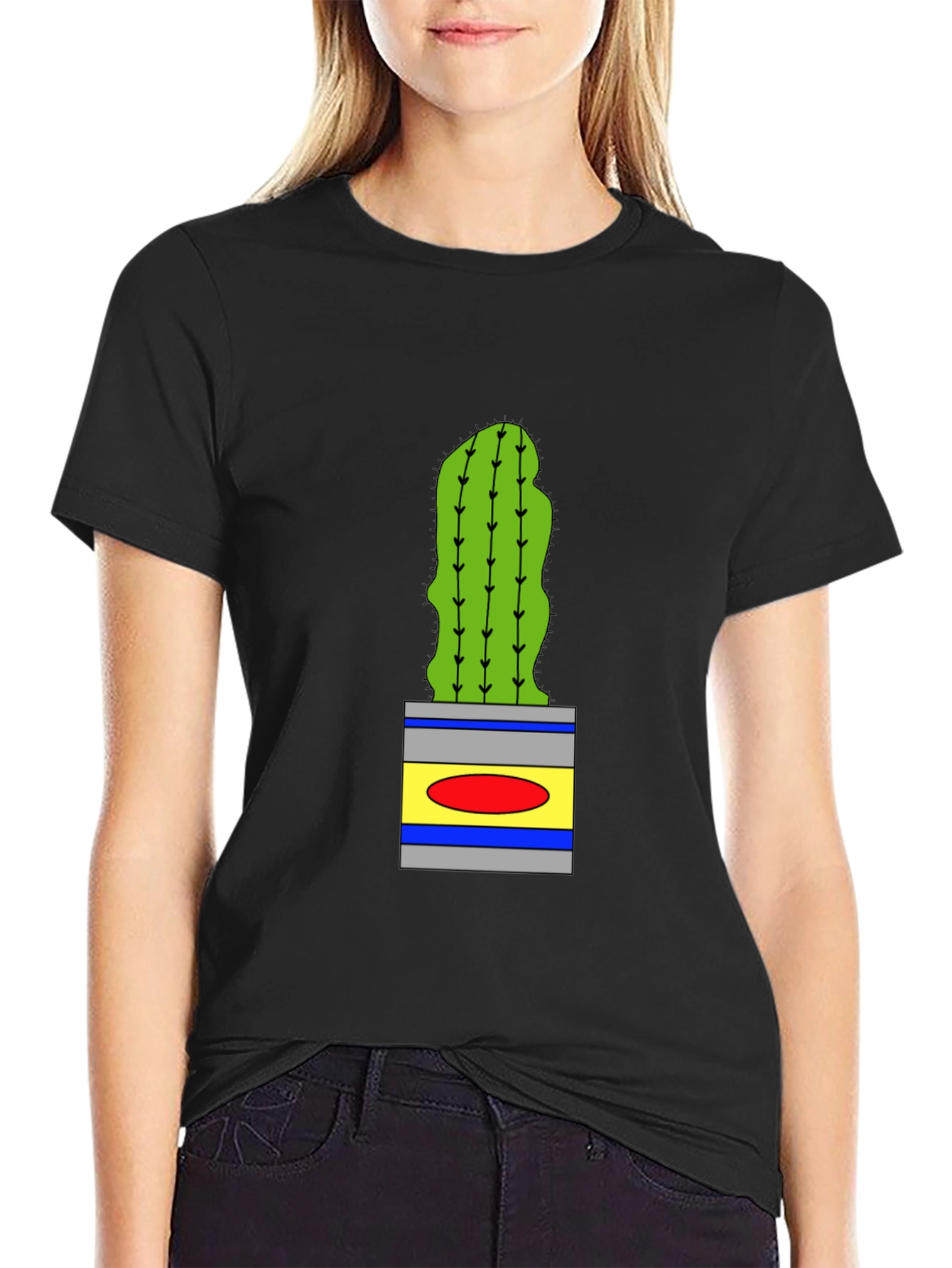 Cactus in Pot Graphic Tee - Black