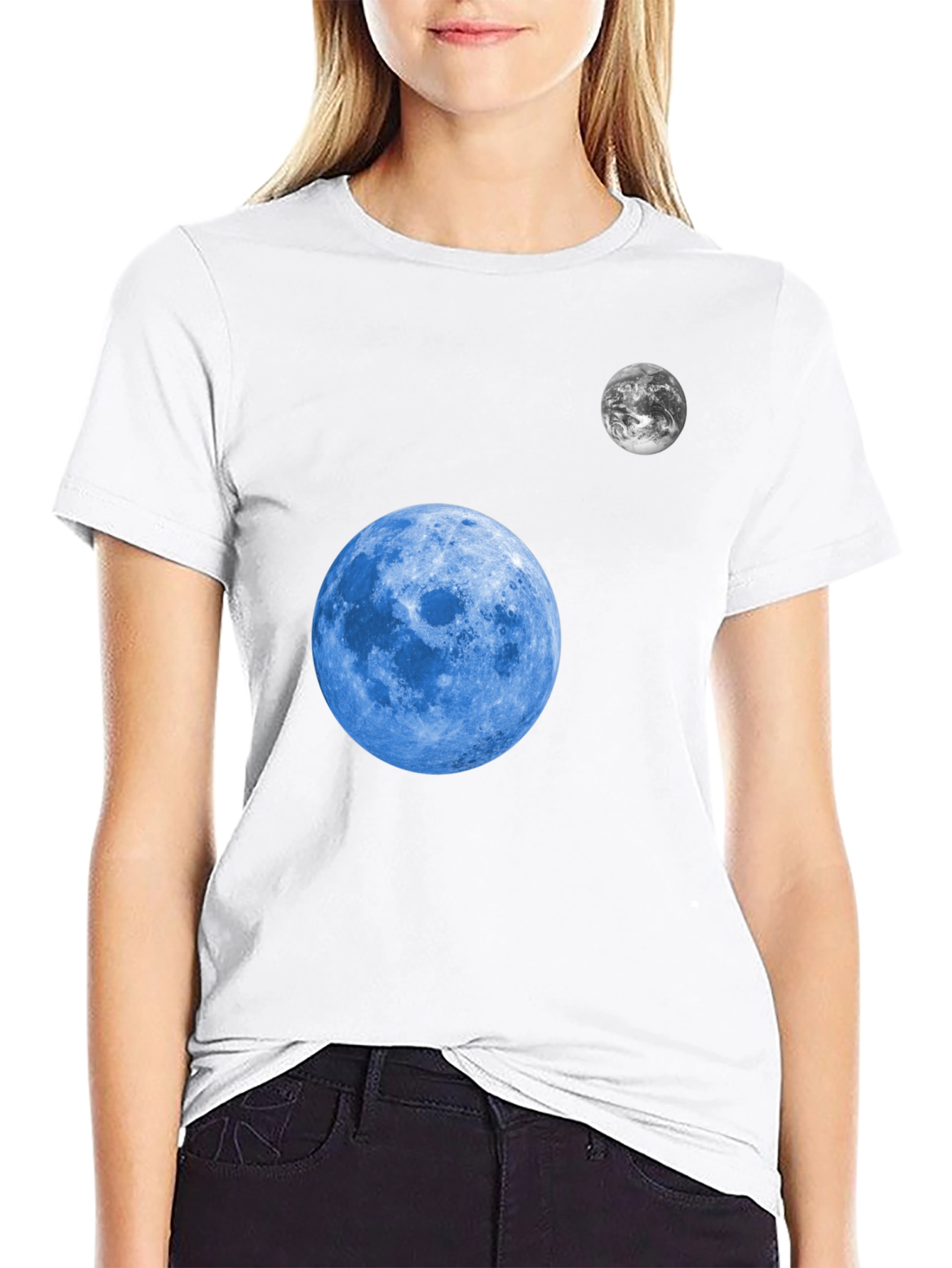 Cosmic Moon Graphic T-Shirt - Black Cotton Tee