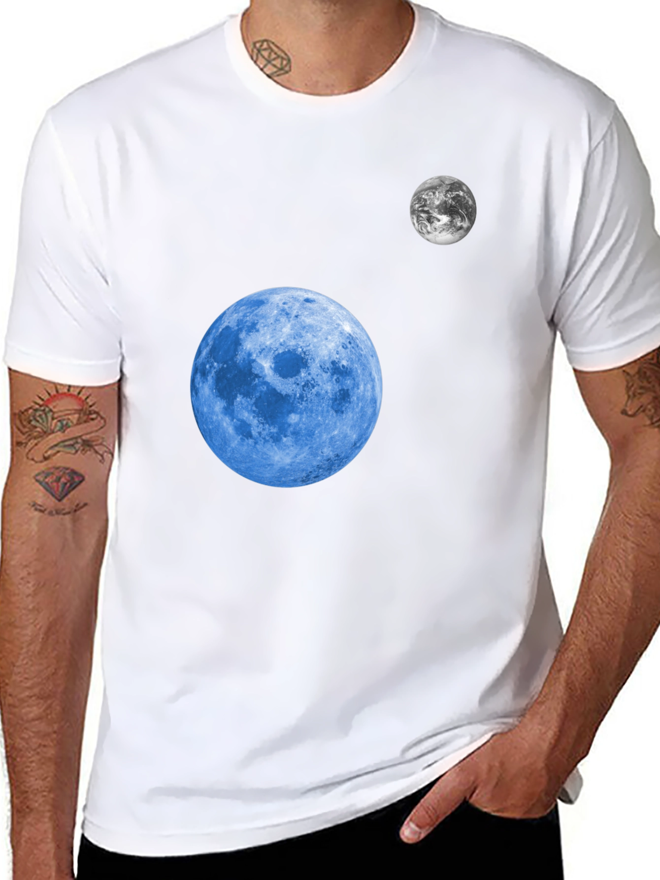 Cosmic Moon Graphic T-Shirt - Black Cotton Tee