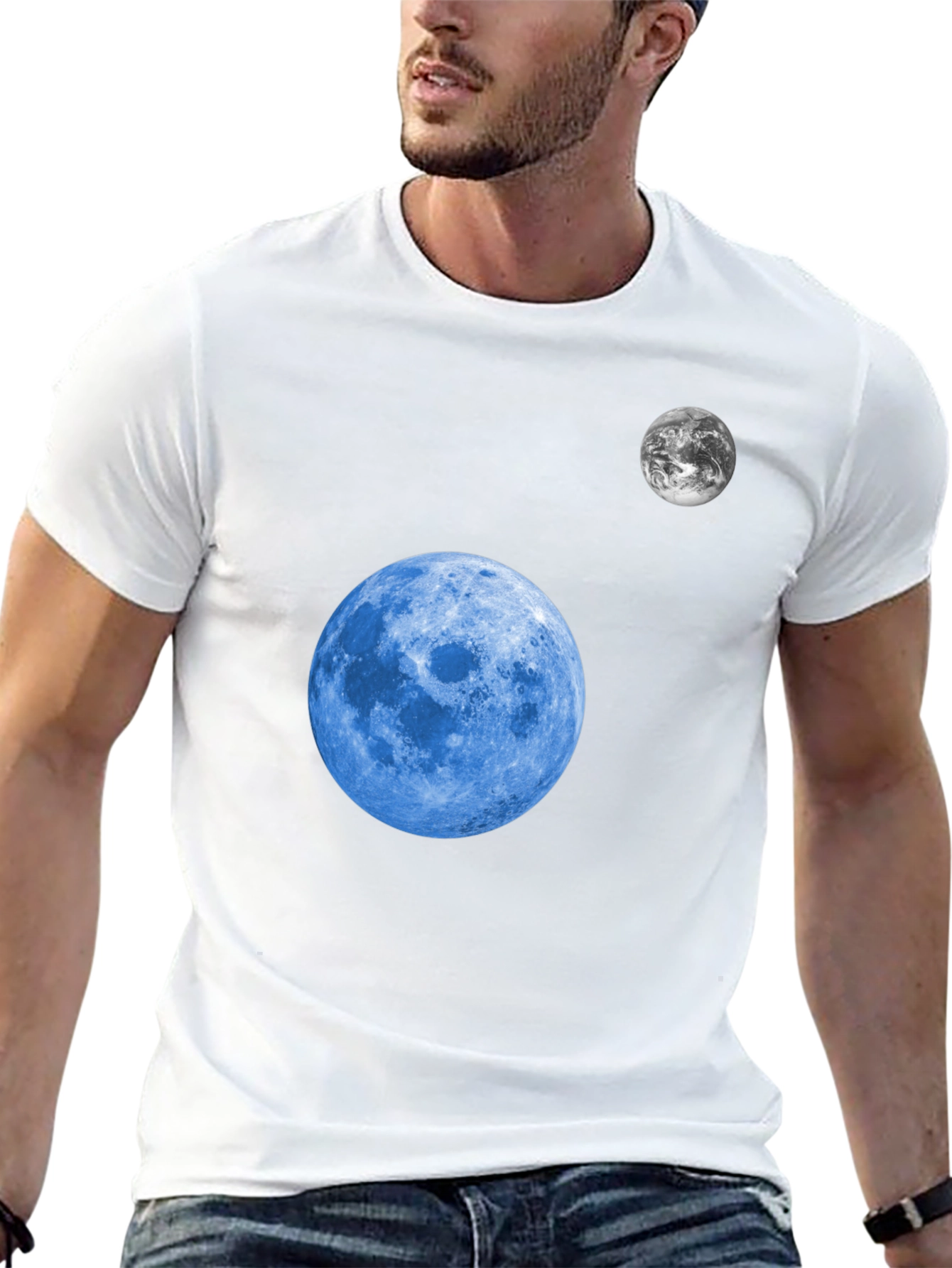 Cosmic Moon Graphic T-Shirt - Black Cotton Tee