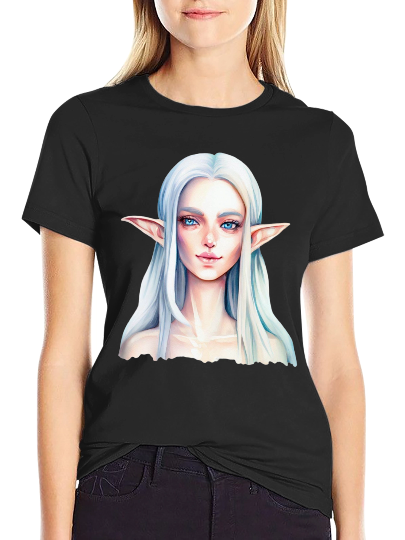 Elf Portrait Black T-Shirt