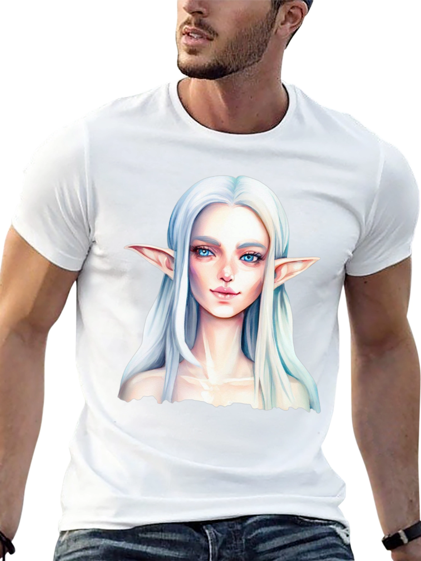 Elf Portrait Black T-Shirt