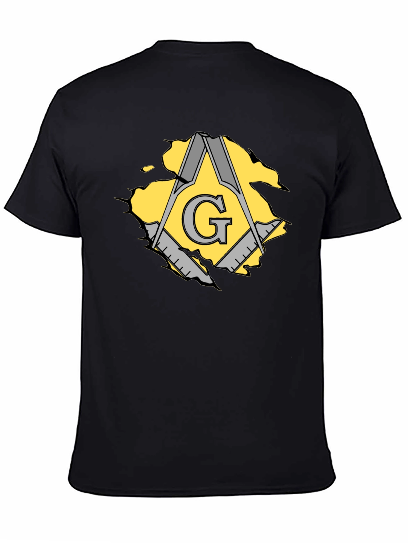Masonic Square & Compasses Mens Black T-Shirt