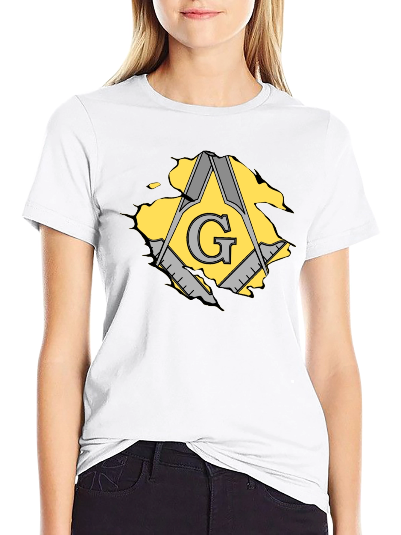 Masonic Square & Compasses Mens Black T-Shirt