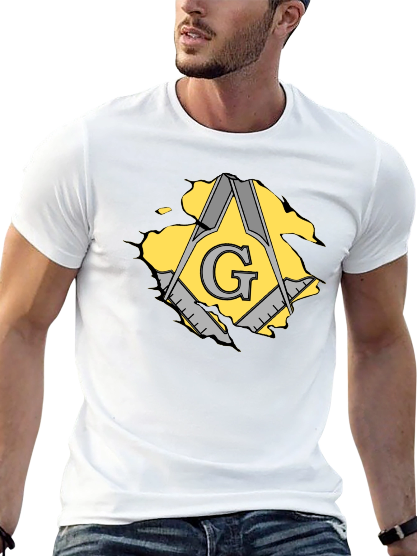 Masonic Square & Compasses Mens Black T-Shirt