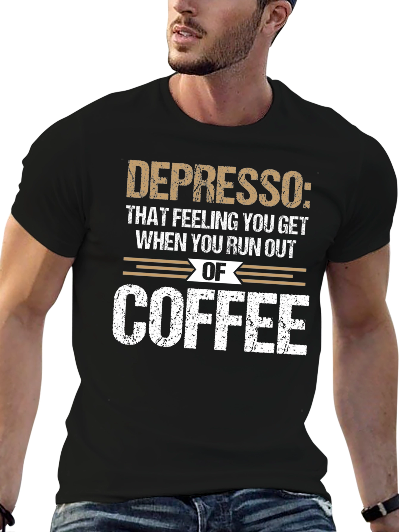 Depresso Coffee T-Shirt: Funny Caffeine Humor Tee