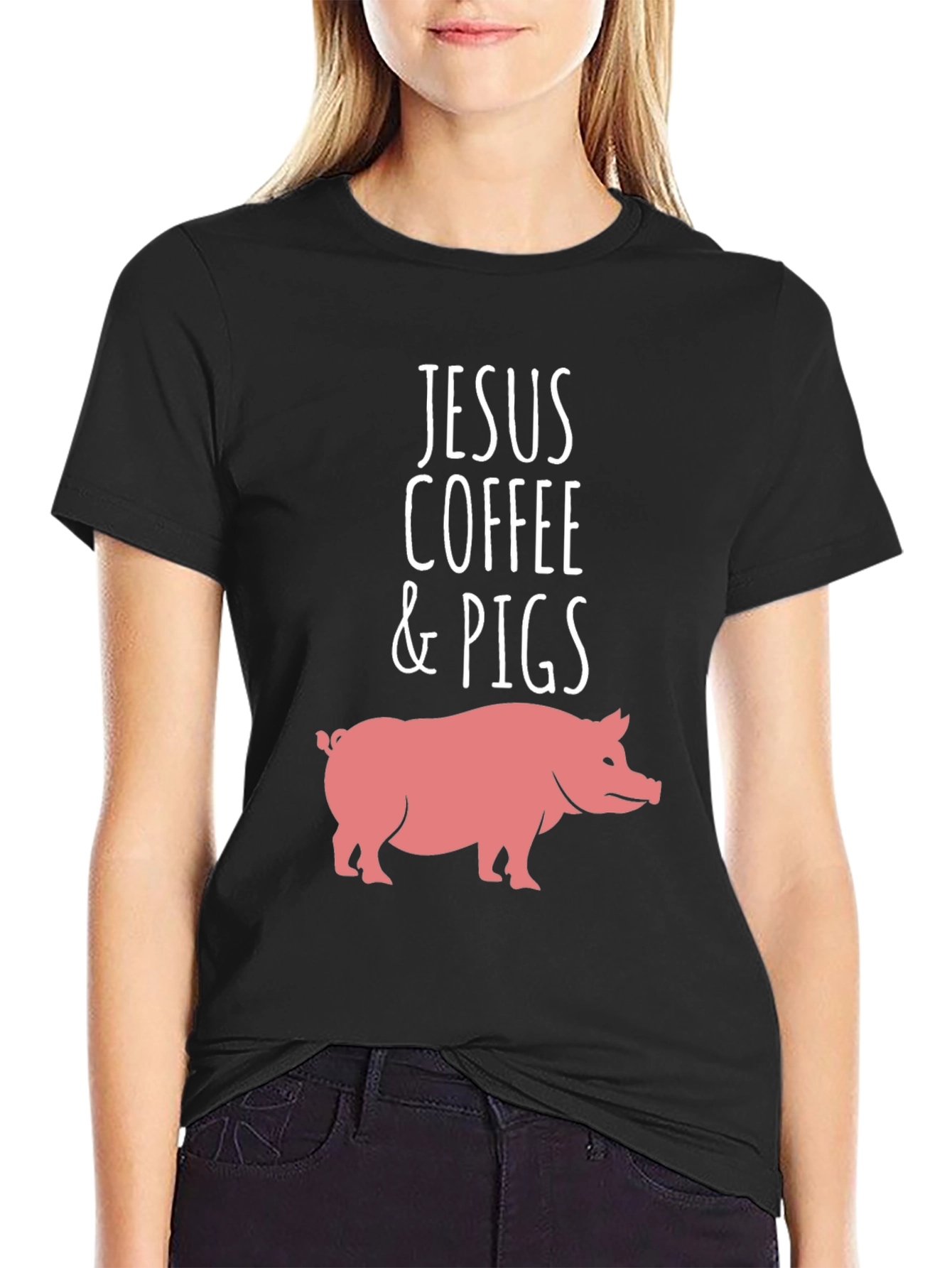 Jesus Coffee & Pigs Graphic Tee