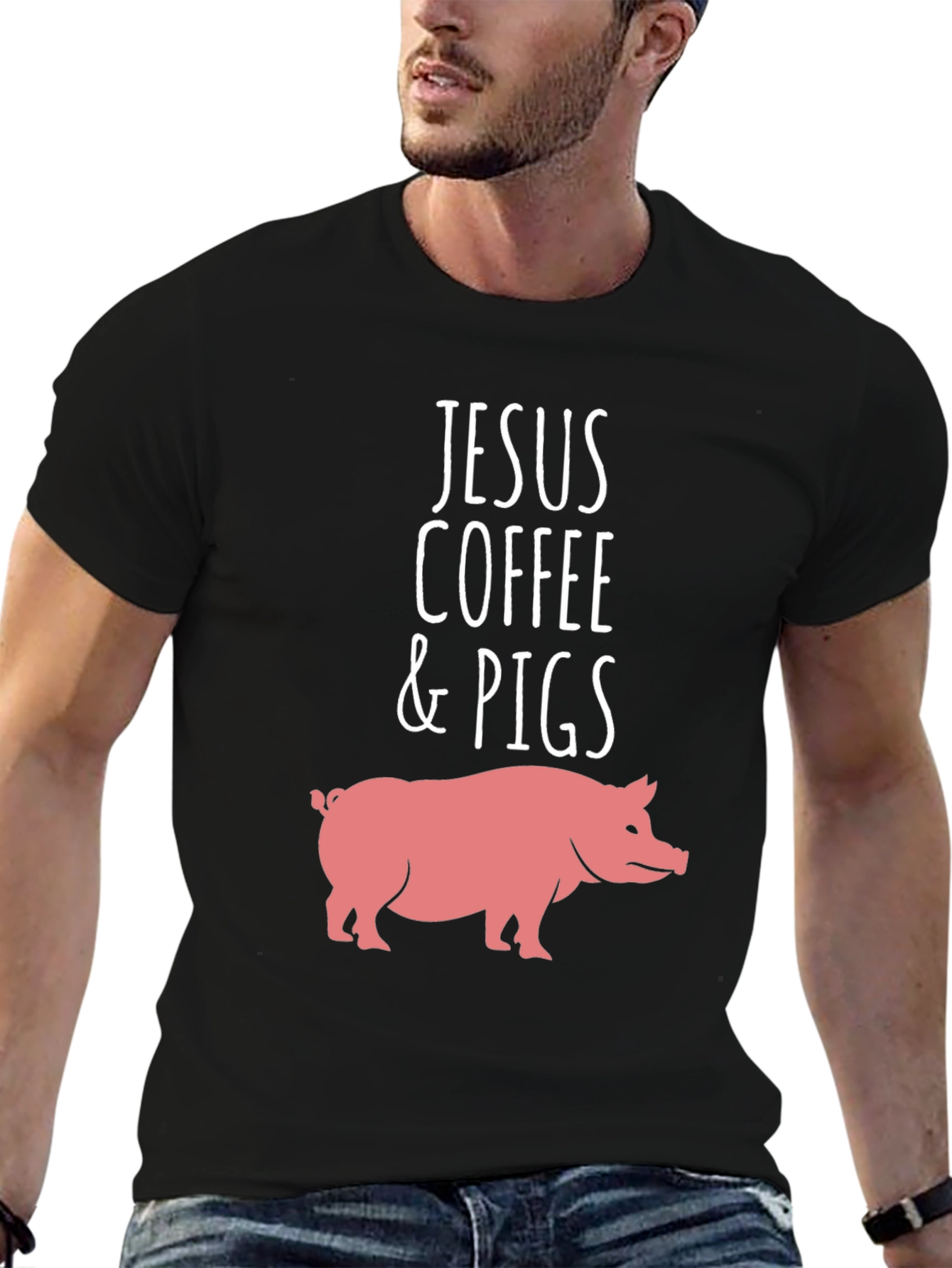 Jesus Coffee & Pigs Graphic Tee