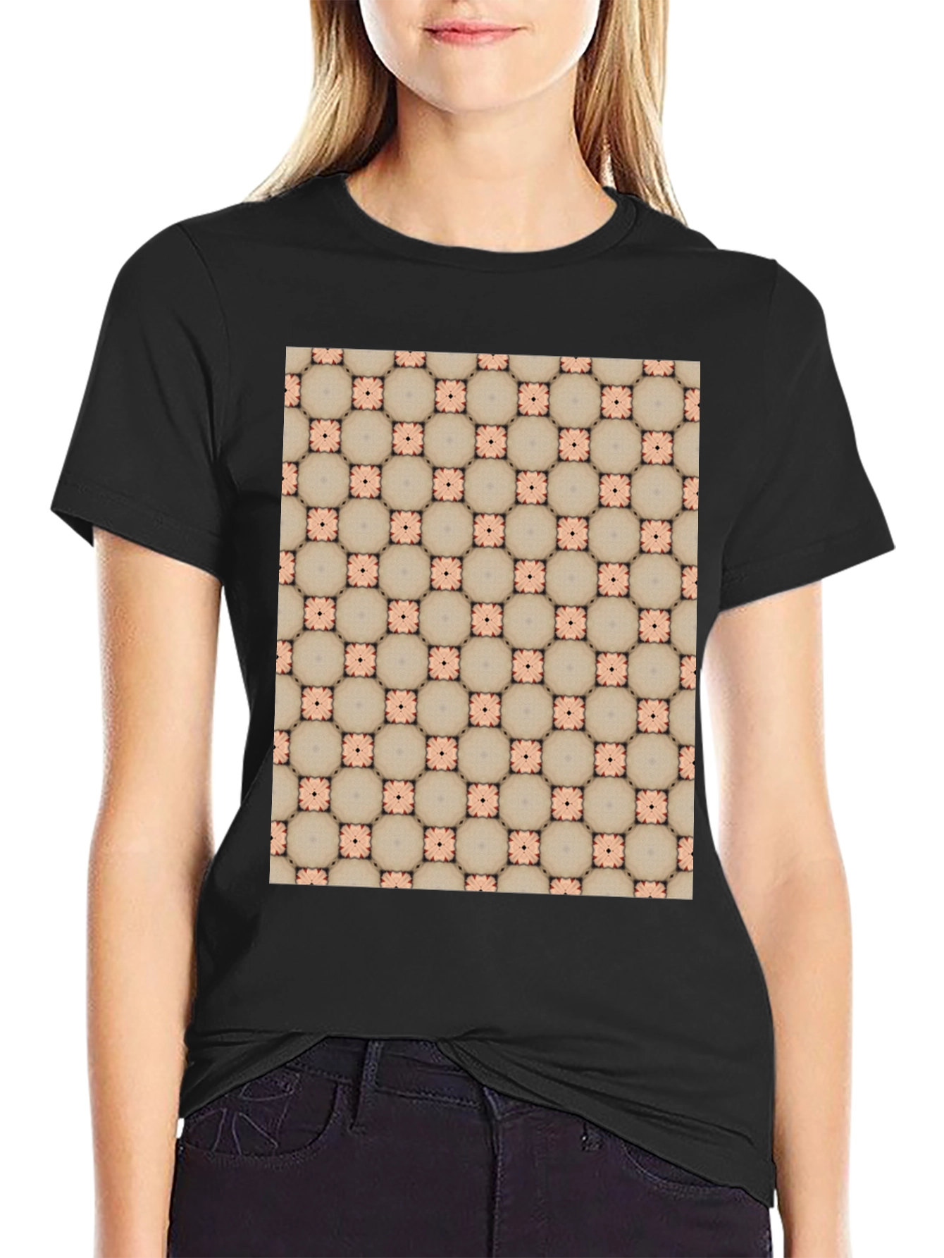 Patterned Black T-Shirt
