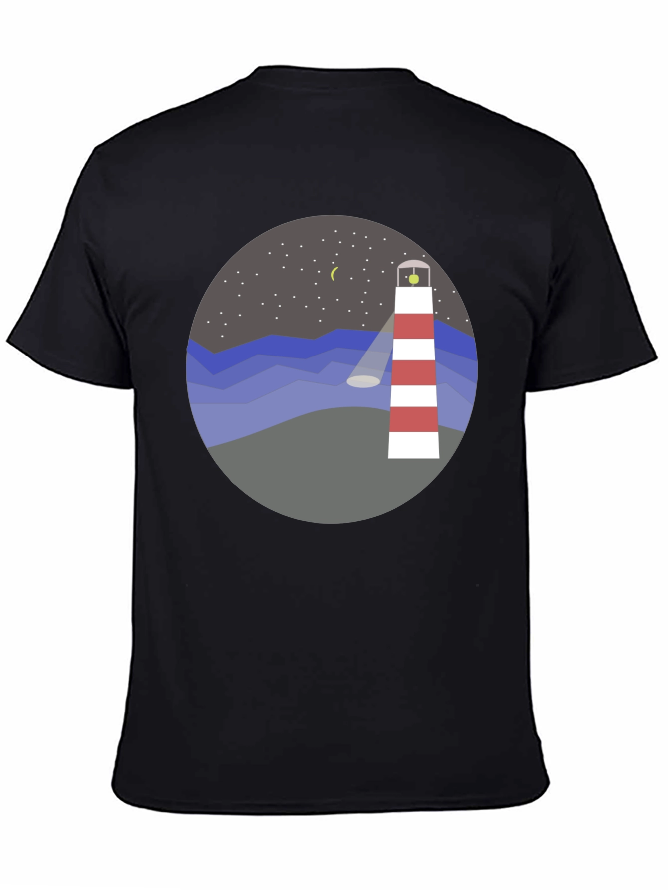 Lighthouse Graphic Tee - Coastal Night Scene Shirt