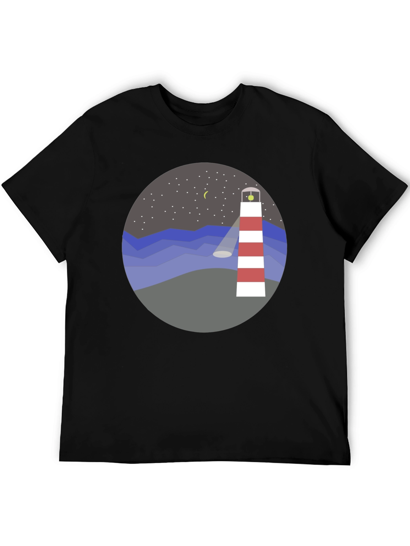 Lighthouse Graphic Tee - Coastal Night Scene Shirt