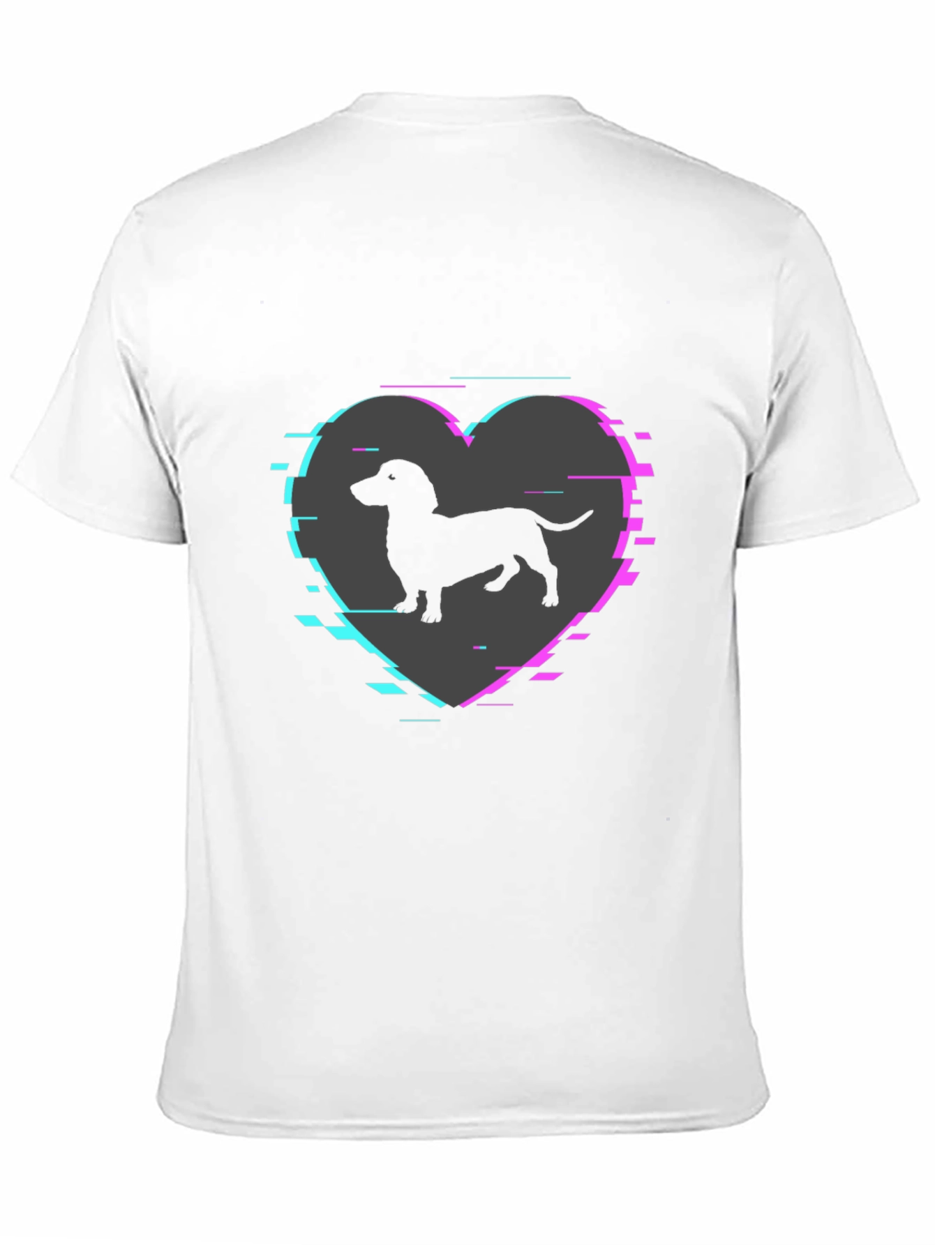 Dachshund Dog Heart Glitch Mens T-Shirt