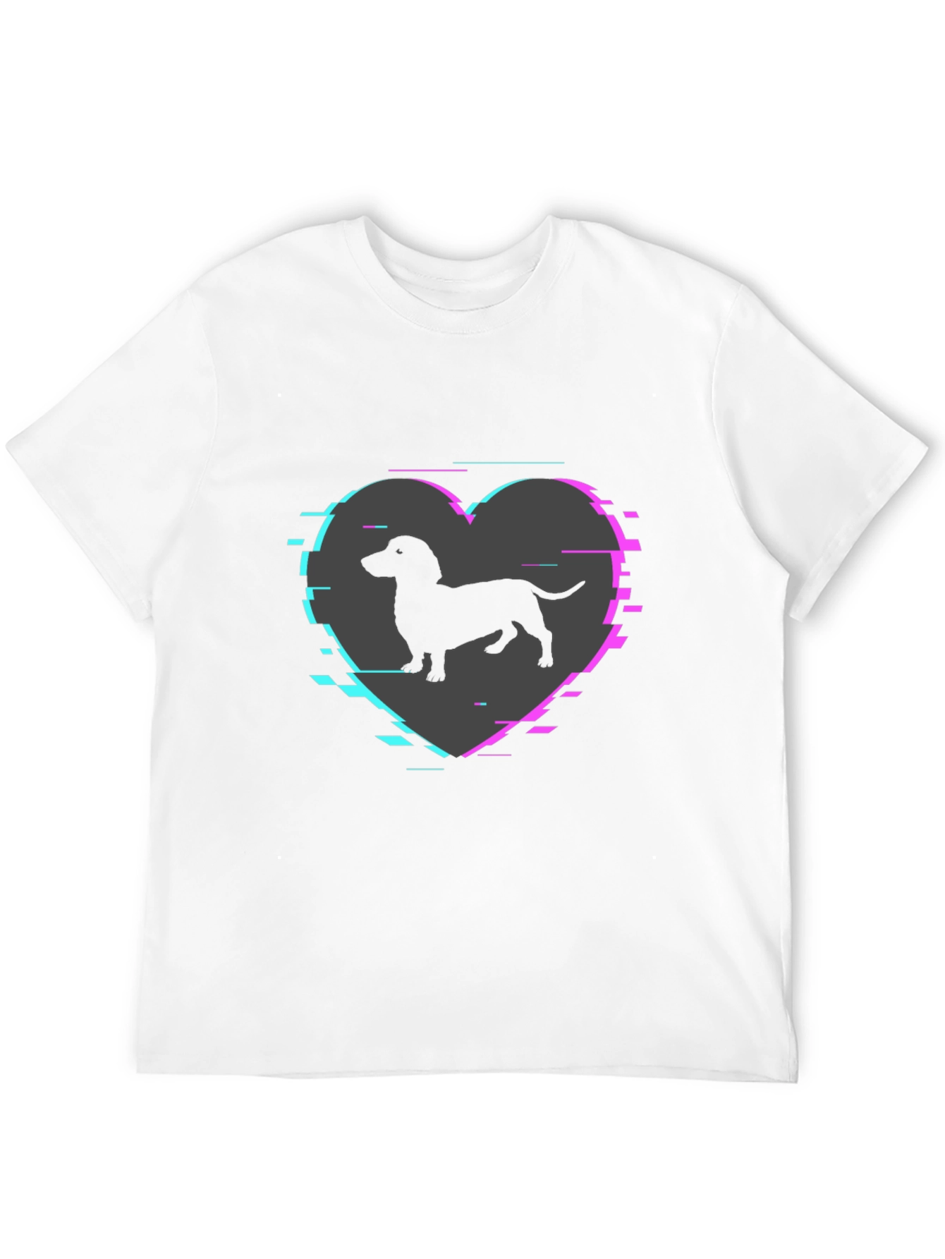 Dachshund Dog Heart Glitch Mens T-Shirt
