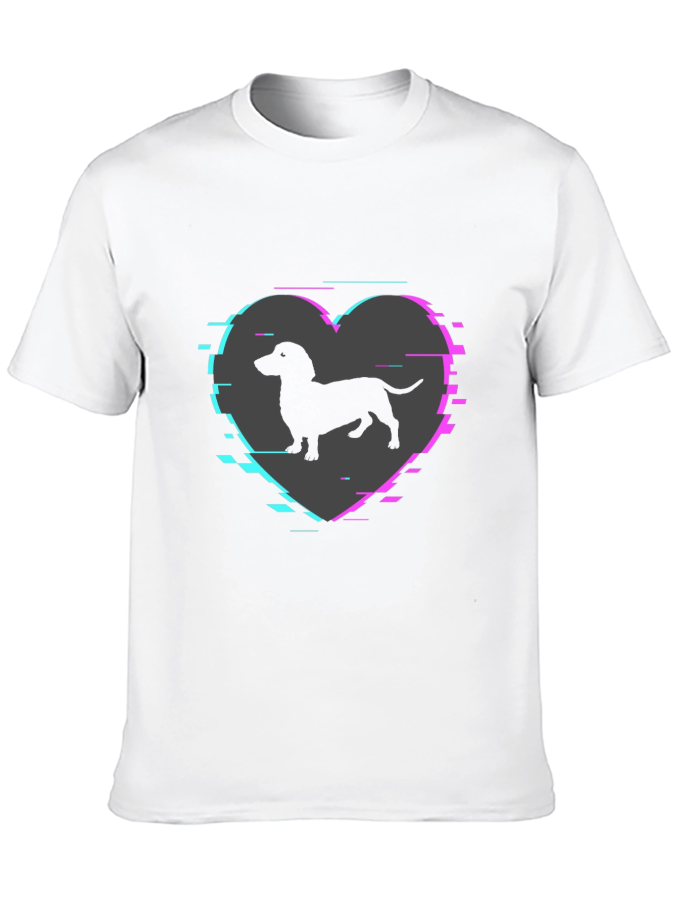 Dachshund Dog Heart Glitch Mens T-Shirt