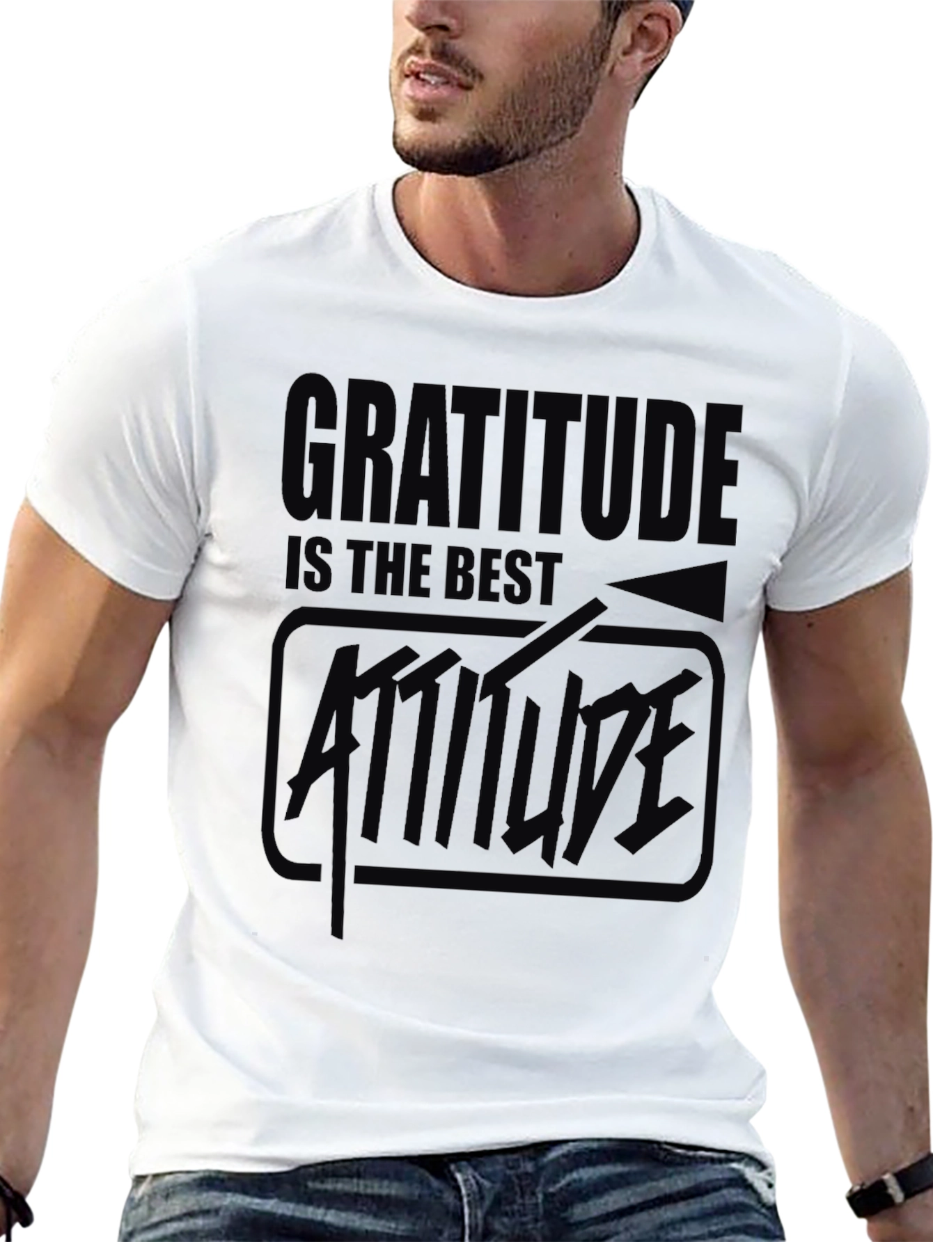 Gratitude Attitude Black Graphic T-Shirt