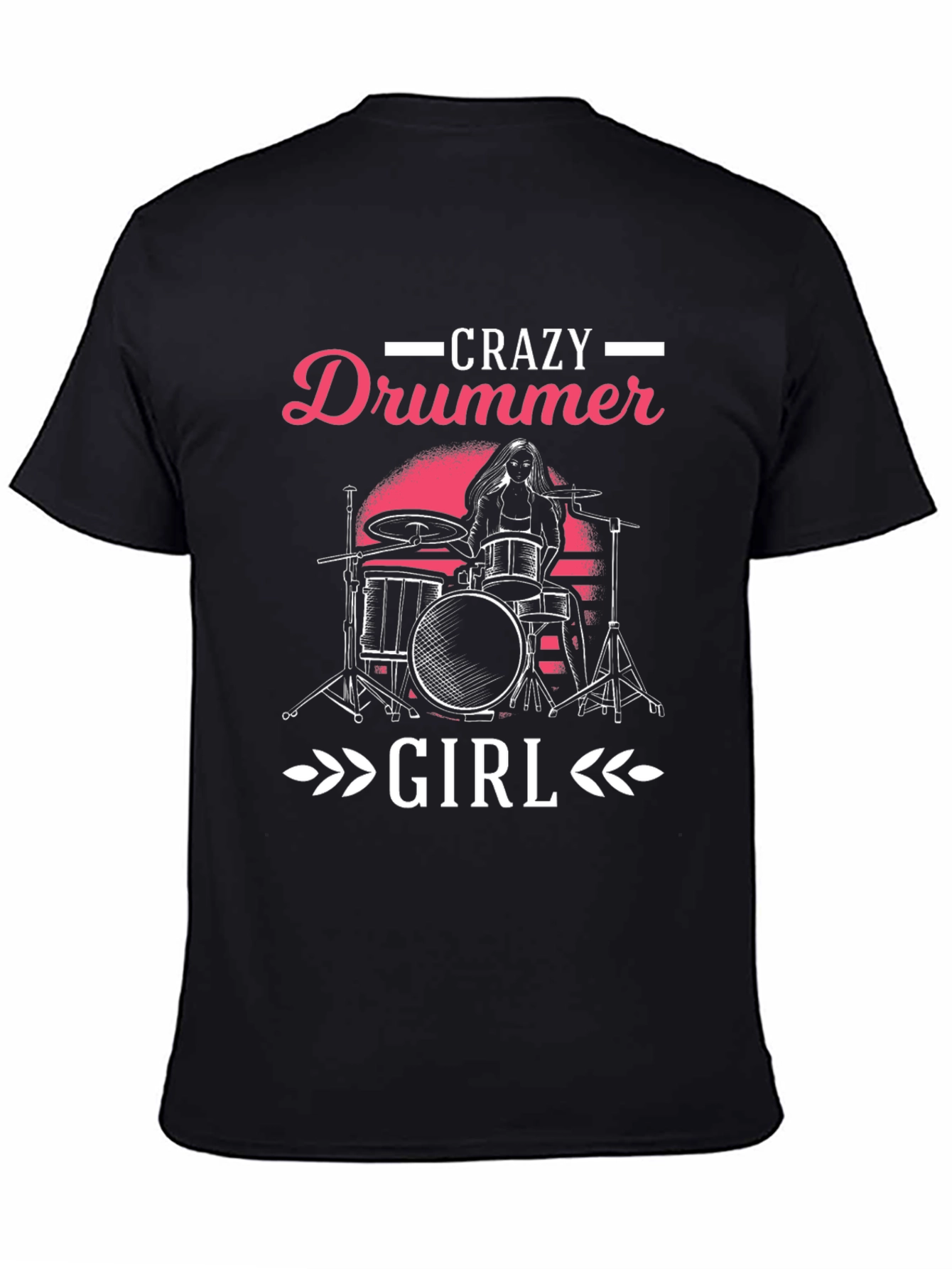 Crazy Drummer Girl Graphic T-Shirt - Black