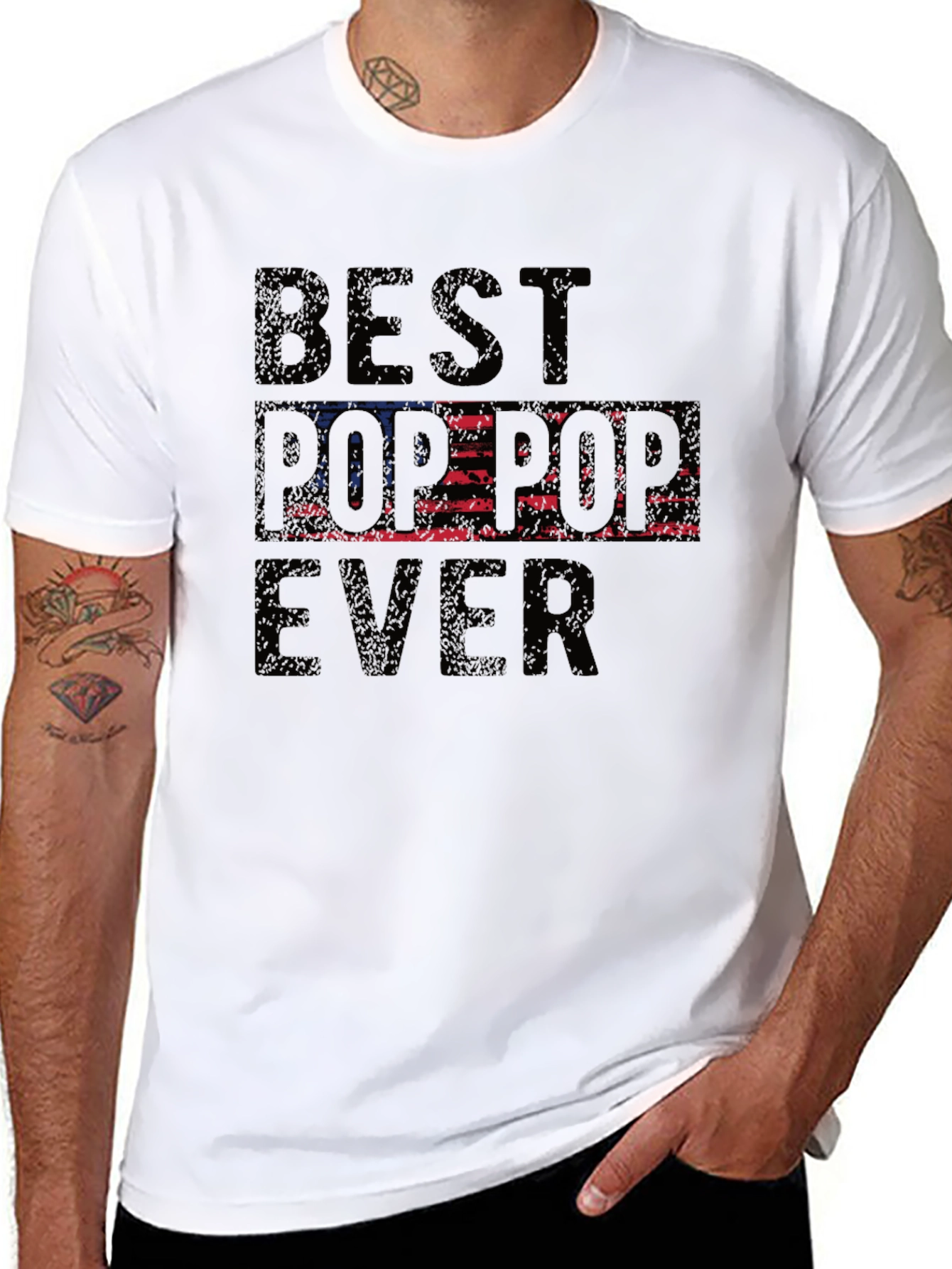 Best Pop-Pop Ever T-Shirt - USA Flag