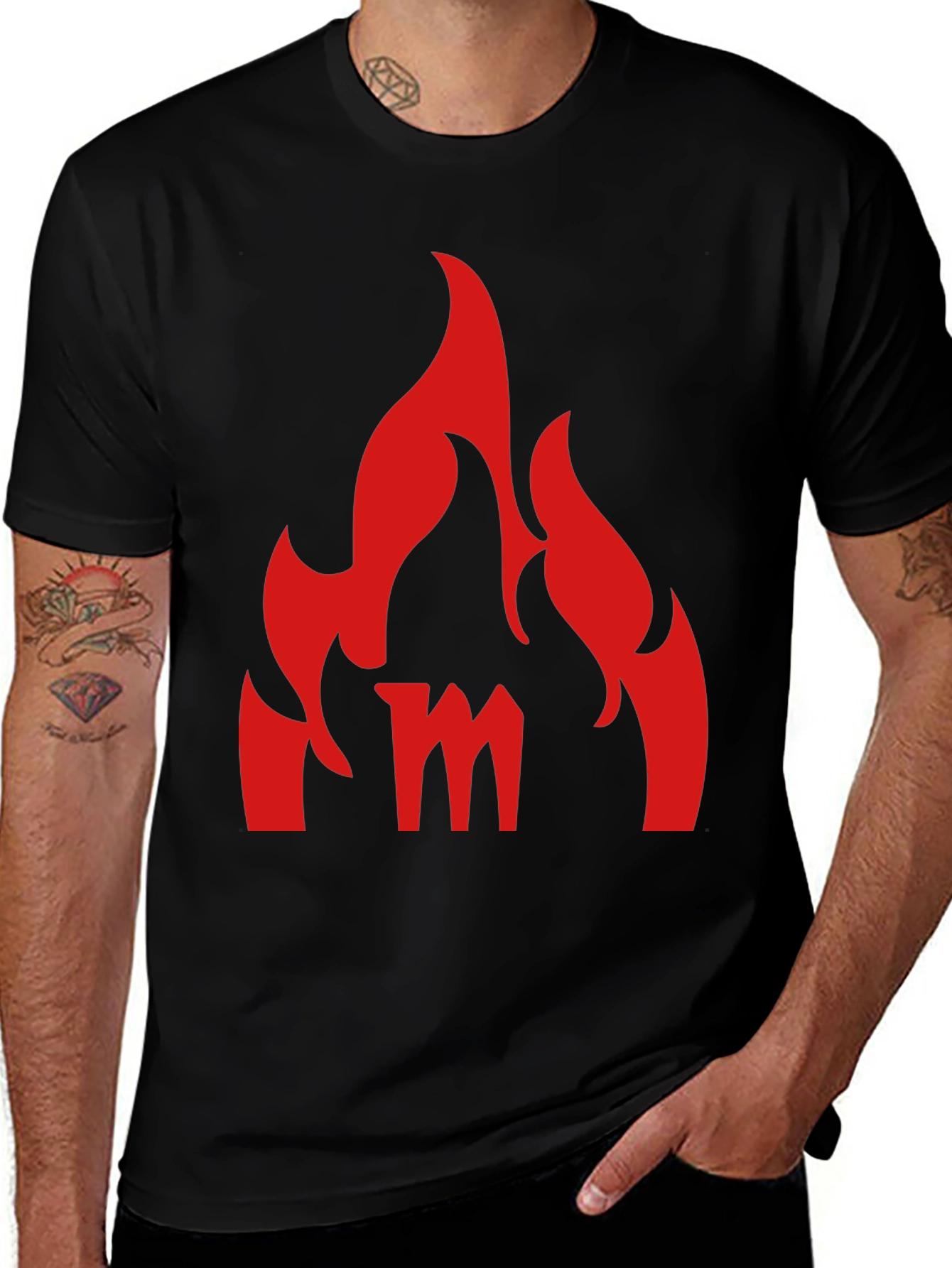 Fiery M Graphic Tee - Bold Black T-Shirt