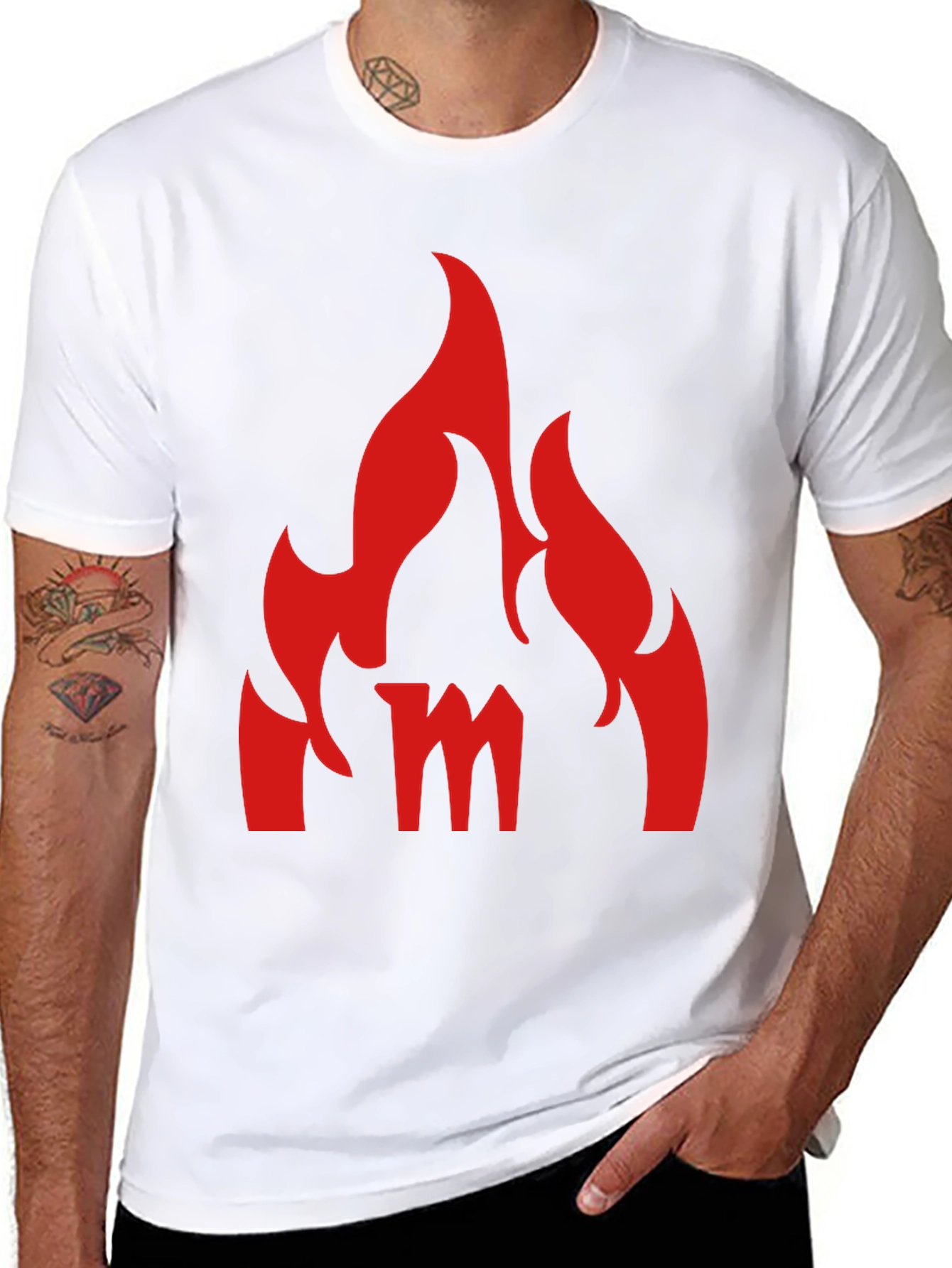 Fiery M Graphic Tee - Bold Black T-Shirt