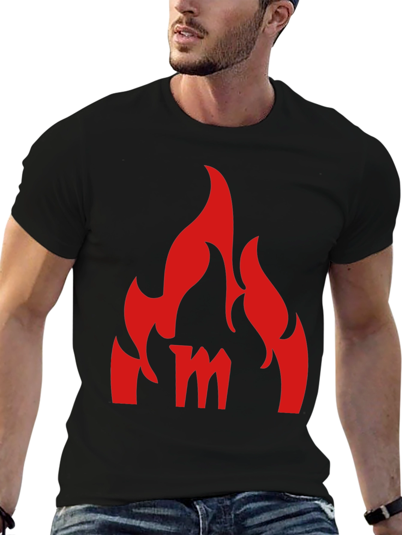Fiery M Graphic Tee - Bold Black T-Shirt
