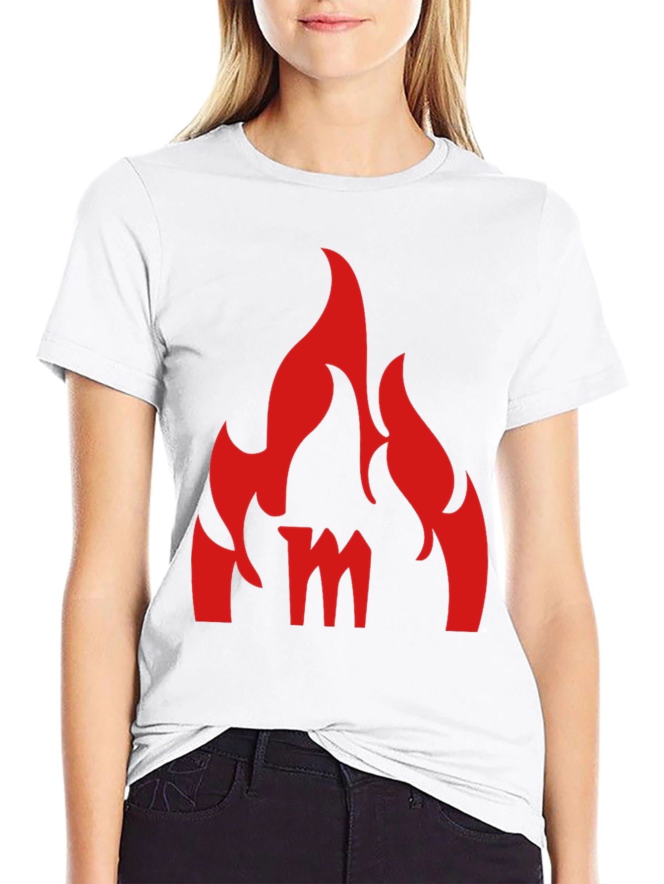 Fiery M Graphic Tee - Bold Black T-Shirt