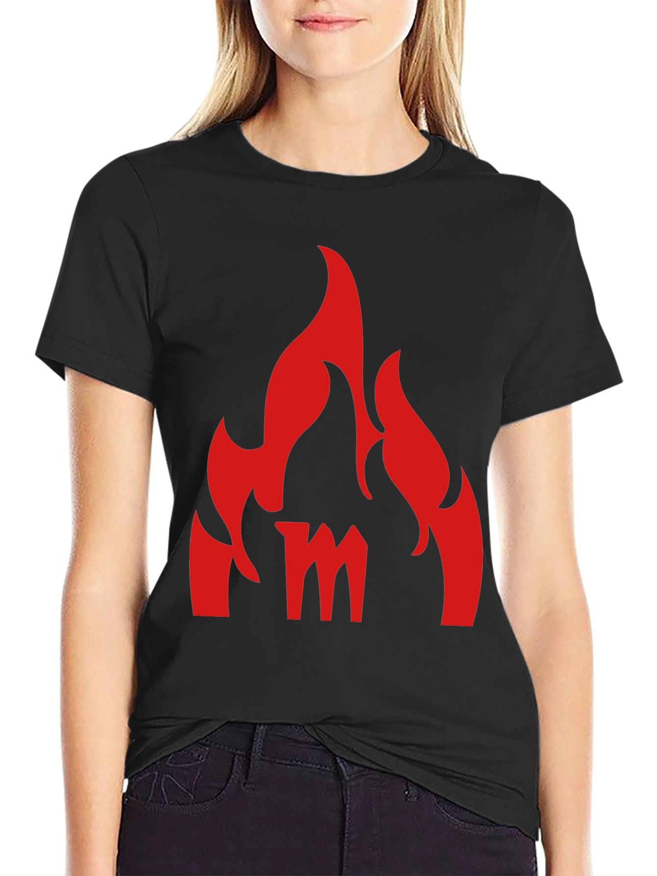 Fiery M Graphic Tee - Bold Black T-Shirt