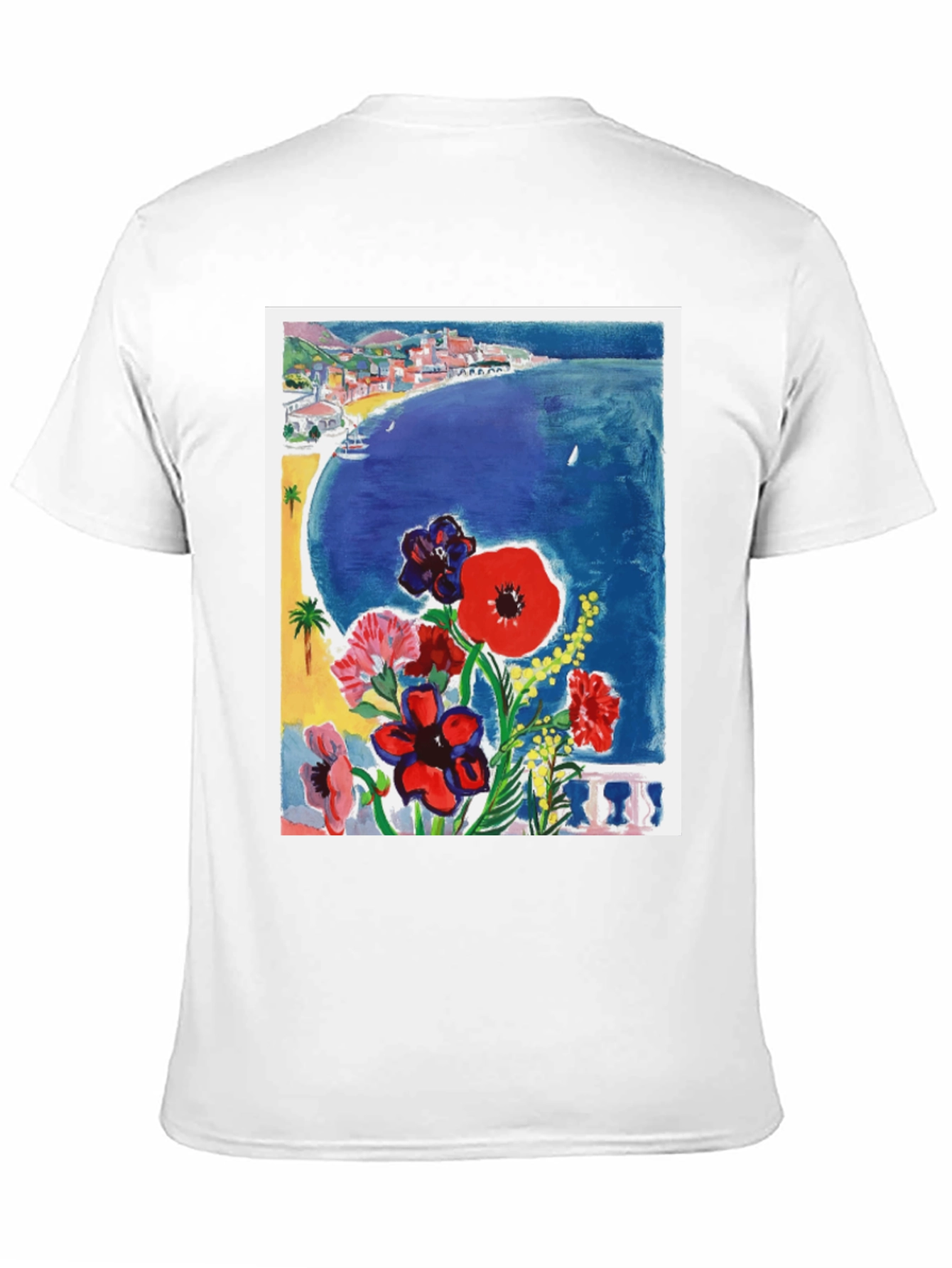Floral Riviera T-Shirt: Artistic Coastal Design