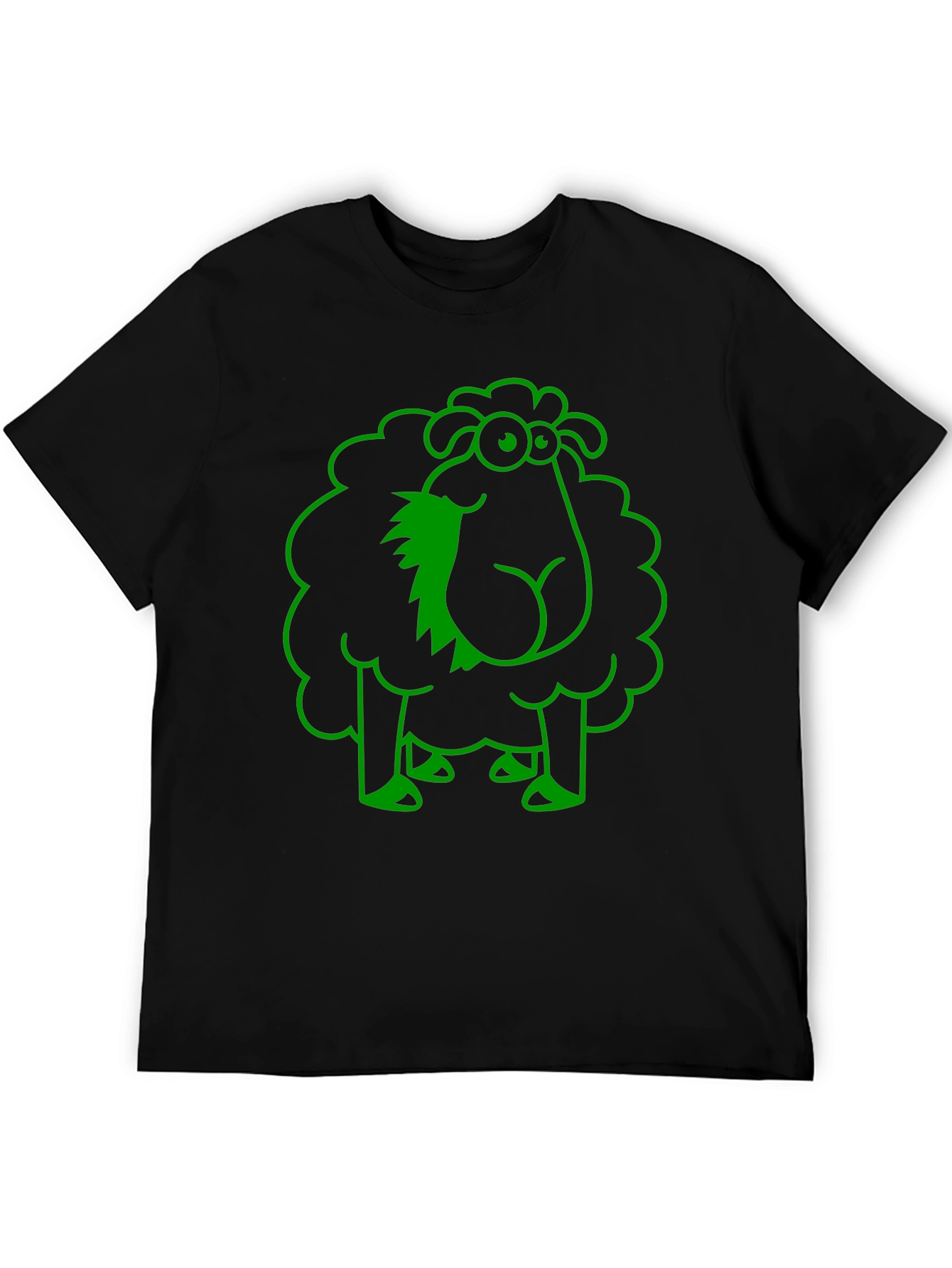Funny Sheep Graphic Tee - Black Cotton T-Shirt