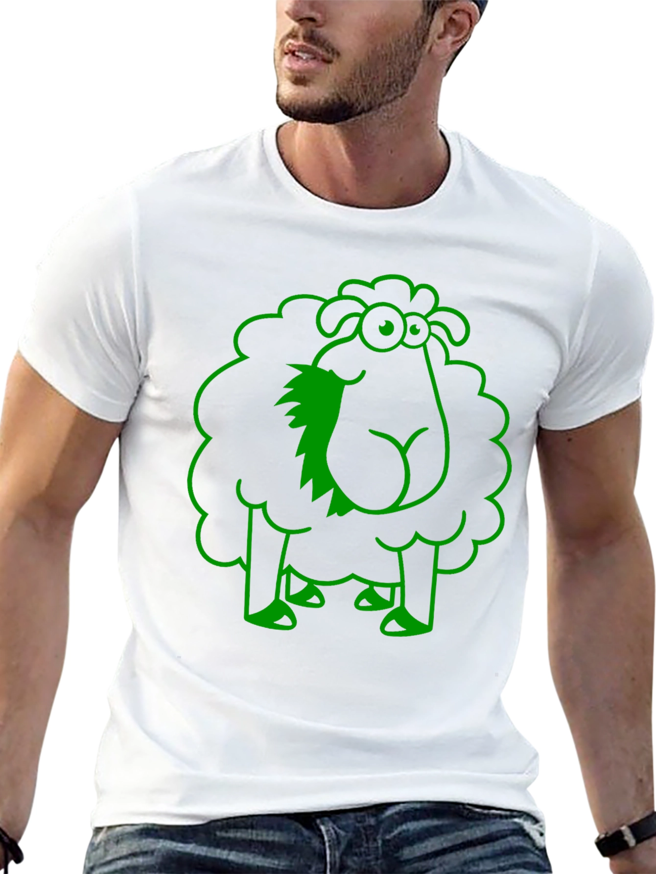 Funny Sheep Graphic Tee - Black Cotton T-Shirt