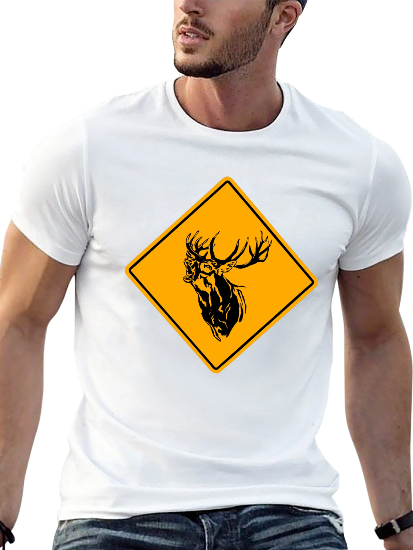 Deer Crossing T-Shirt - Black Cotton Graphic Tee