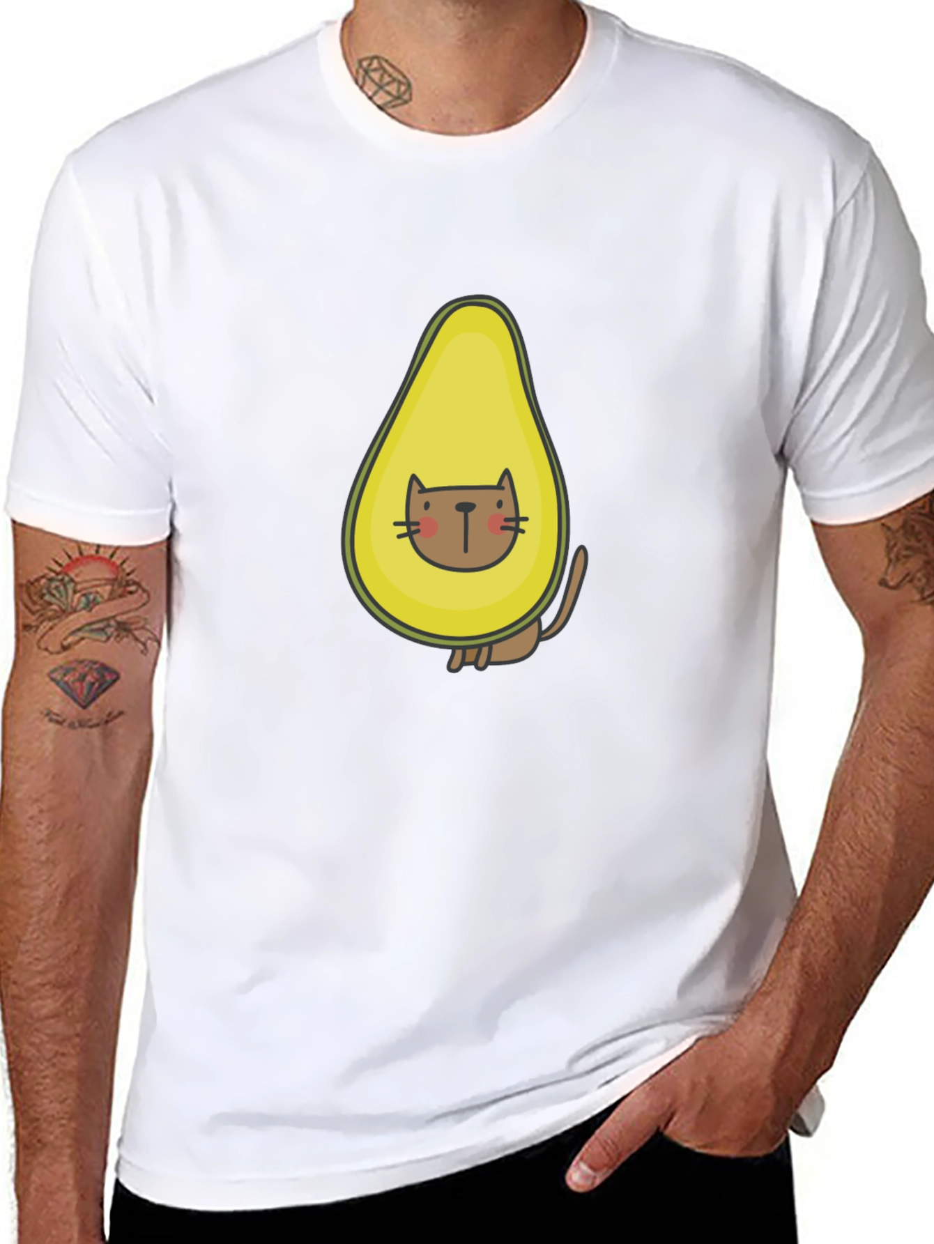 Avocado Cat T-Shirt - Funny Graphic Tee