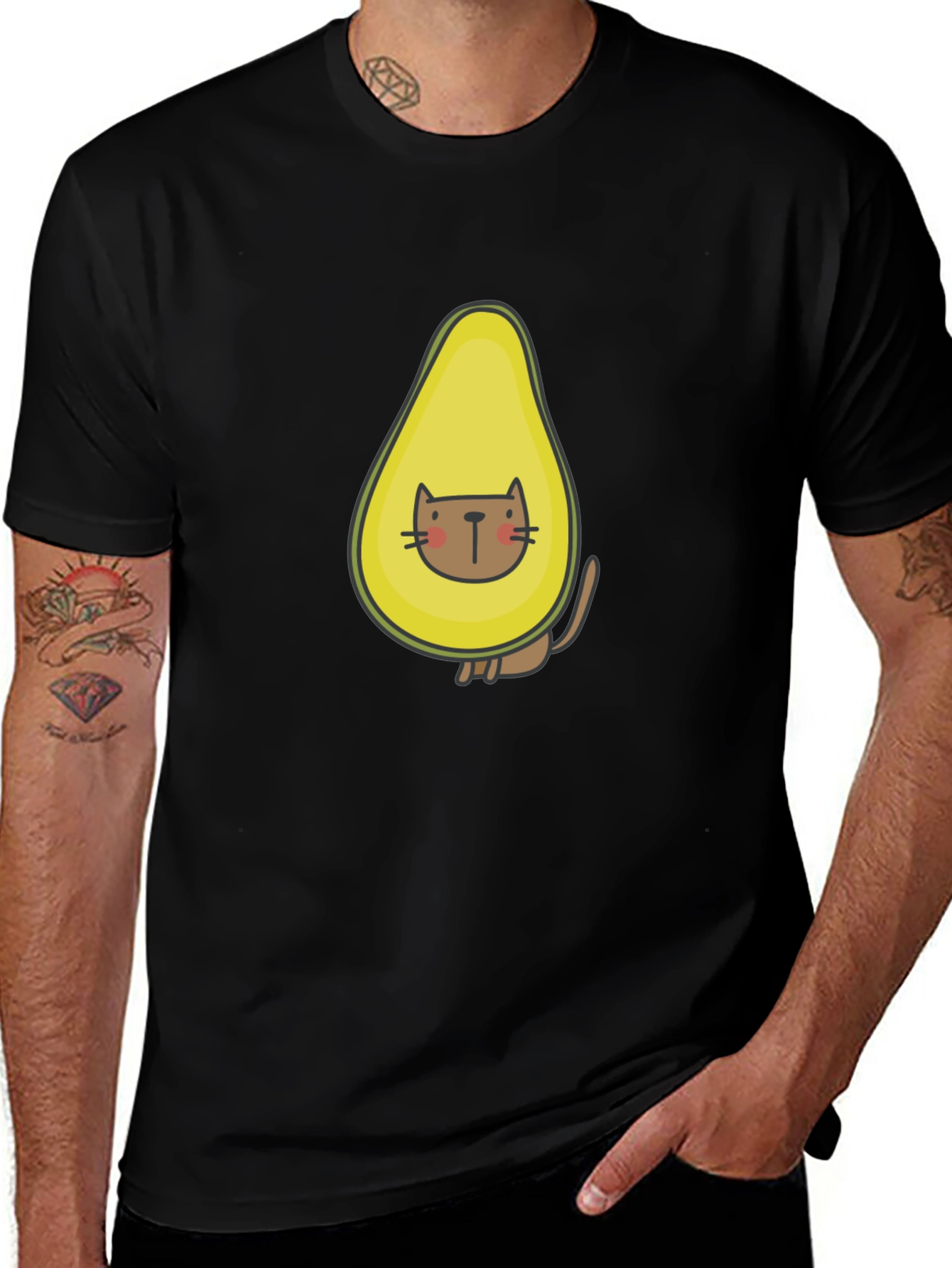 Avocado Cat T-Shirt - Funny Graphic Tee