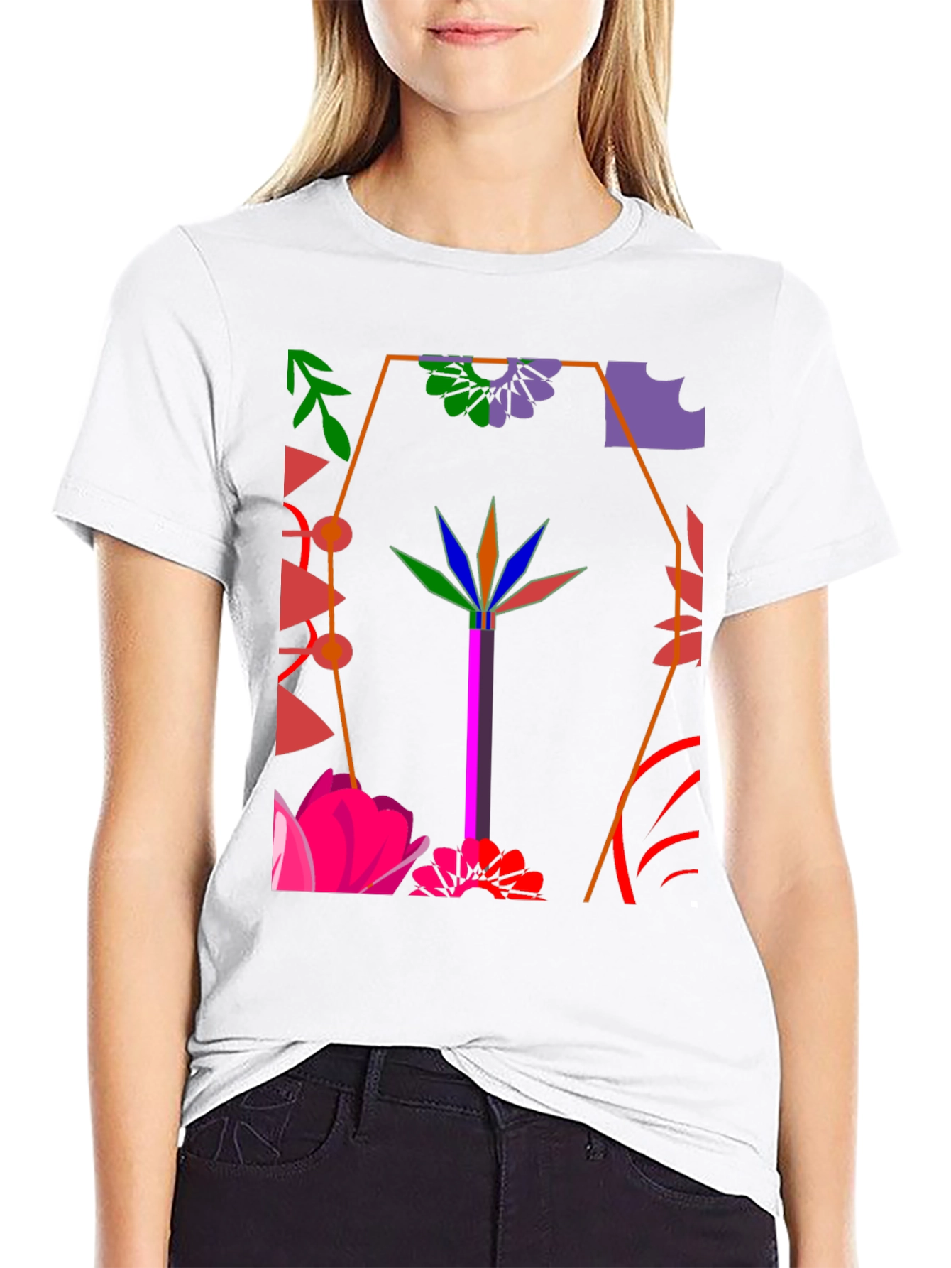 Abstract Floral Graphic Black T-Shirt