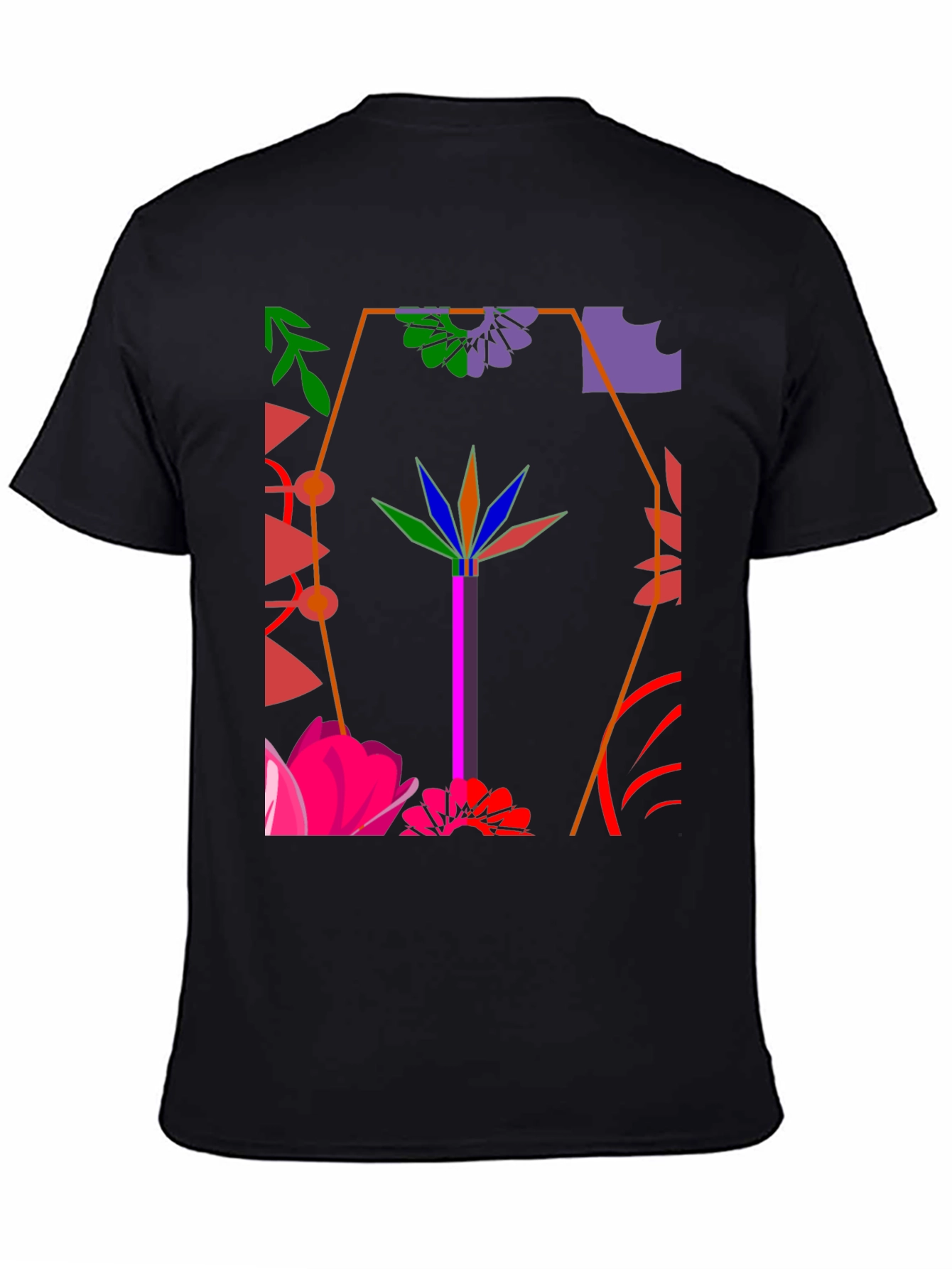 Abstract Floral Graphic Black T-Shirt