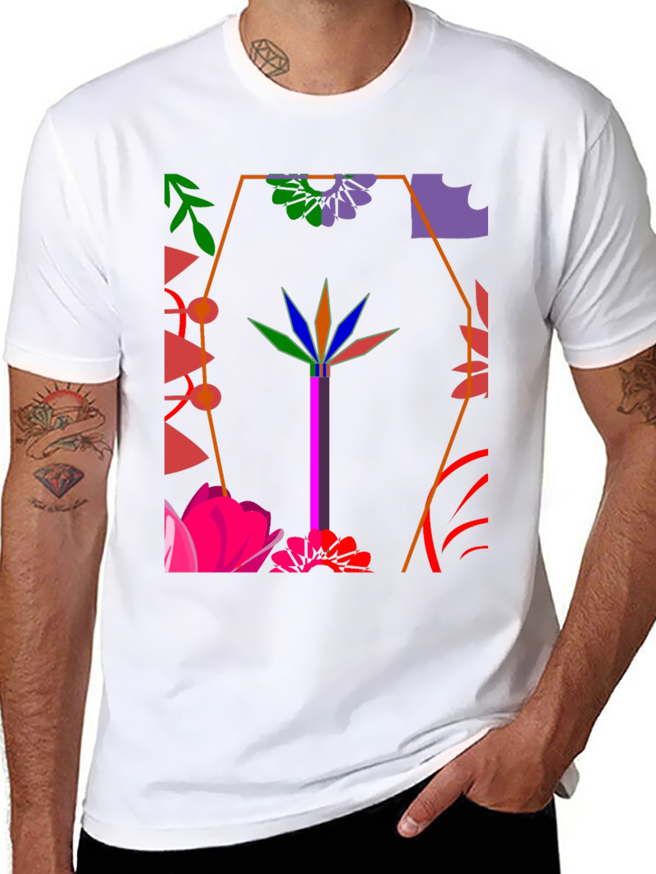 Abstract Floral Graphic Black T-Shirt