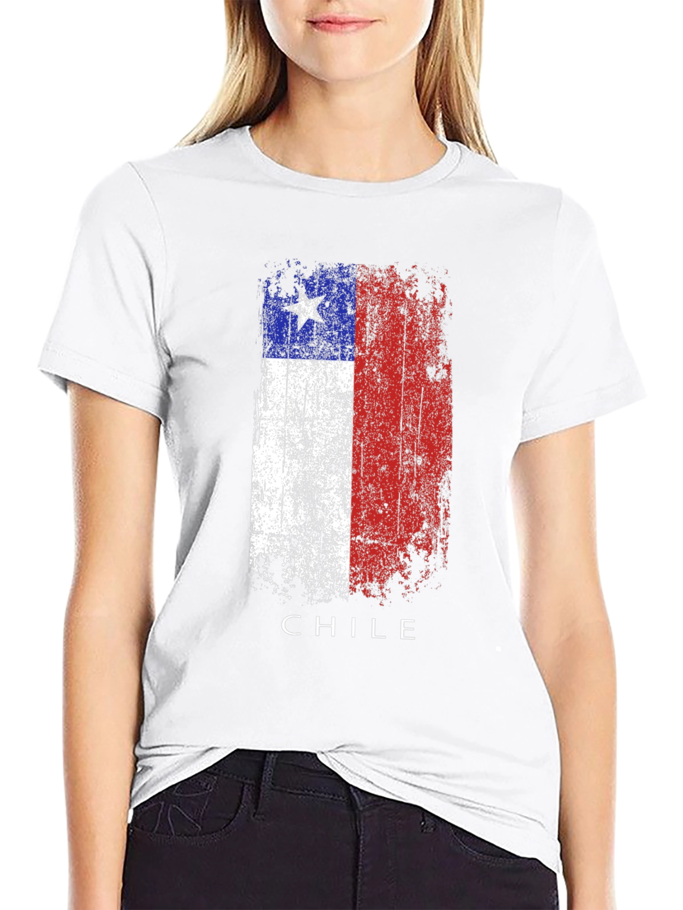 Chile Flag Grunge T-Shirt - Black