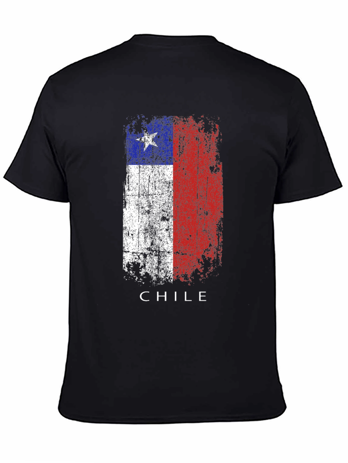 Chile Flag Grunge T-Shirt - Black
